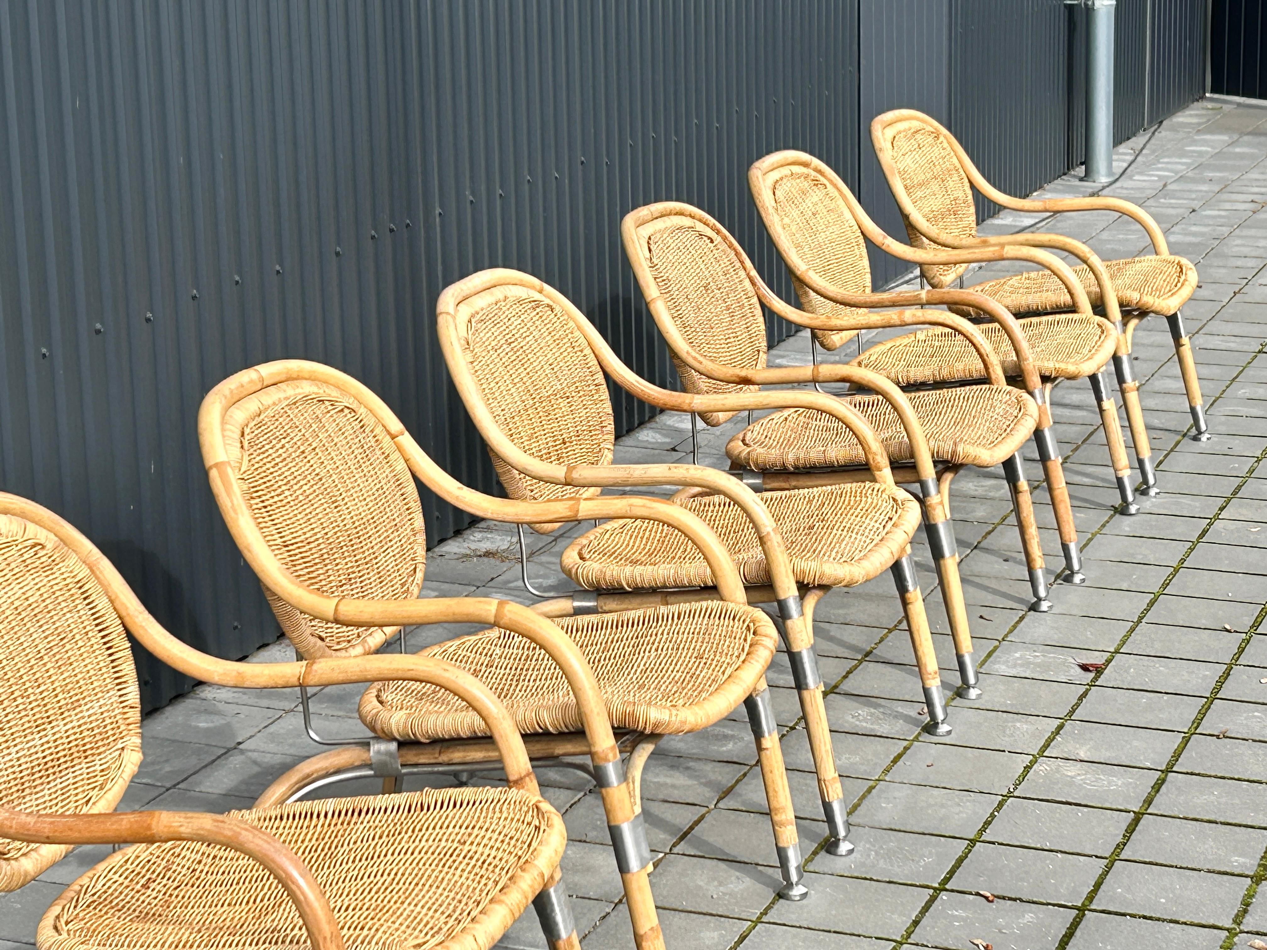 armchairs in wicker and brushed steel, designed by Mats Theselius 

Manufactured by Ikea PS, ca 2000.

Price per chair,
up to six chairs available.

Swedish designer Mats Theseöius is well reknown for his extravagant furniture. His  interior designs