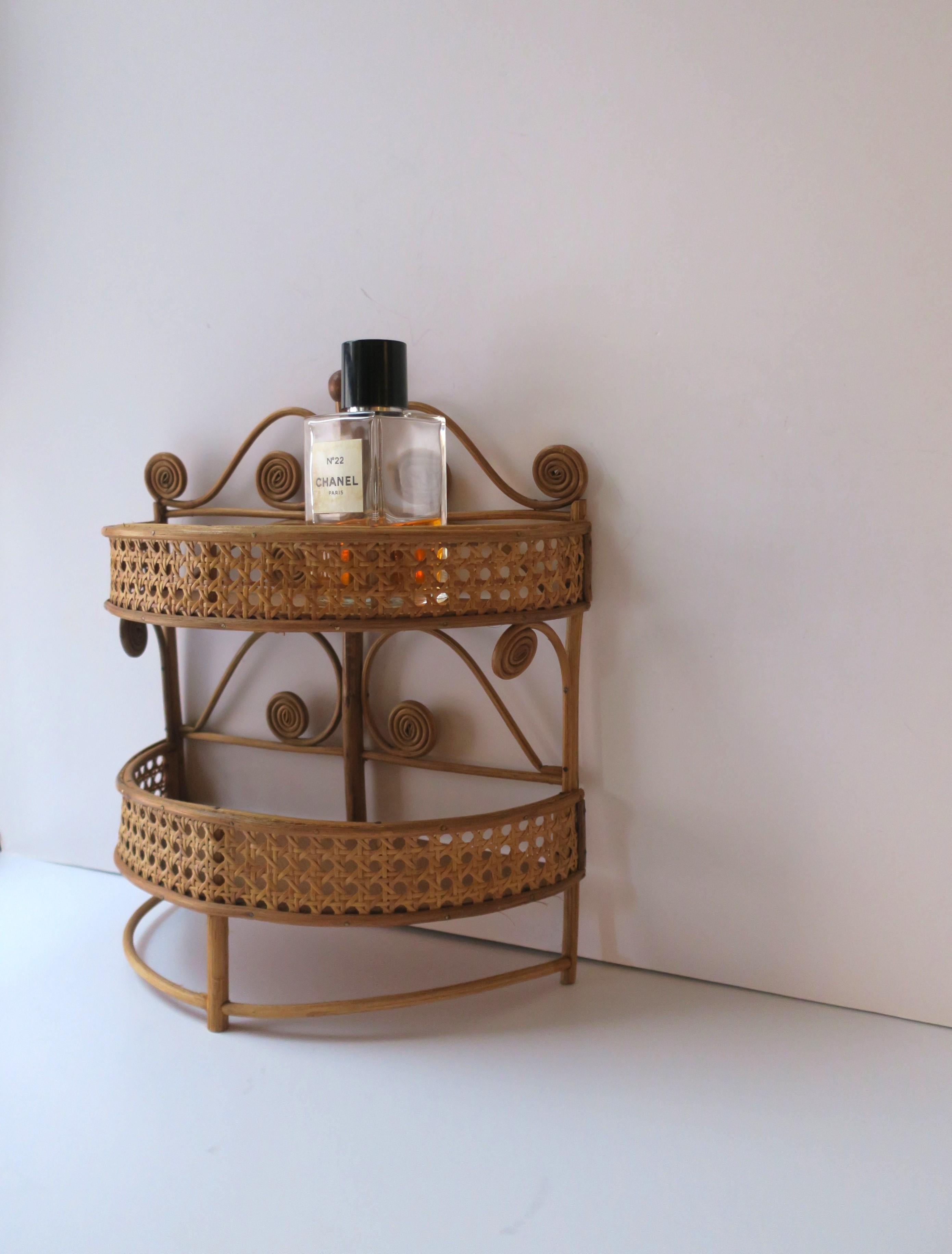 Wicker and Cane Wall Shelf In Good Condition For Sale In New York, NY