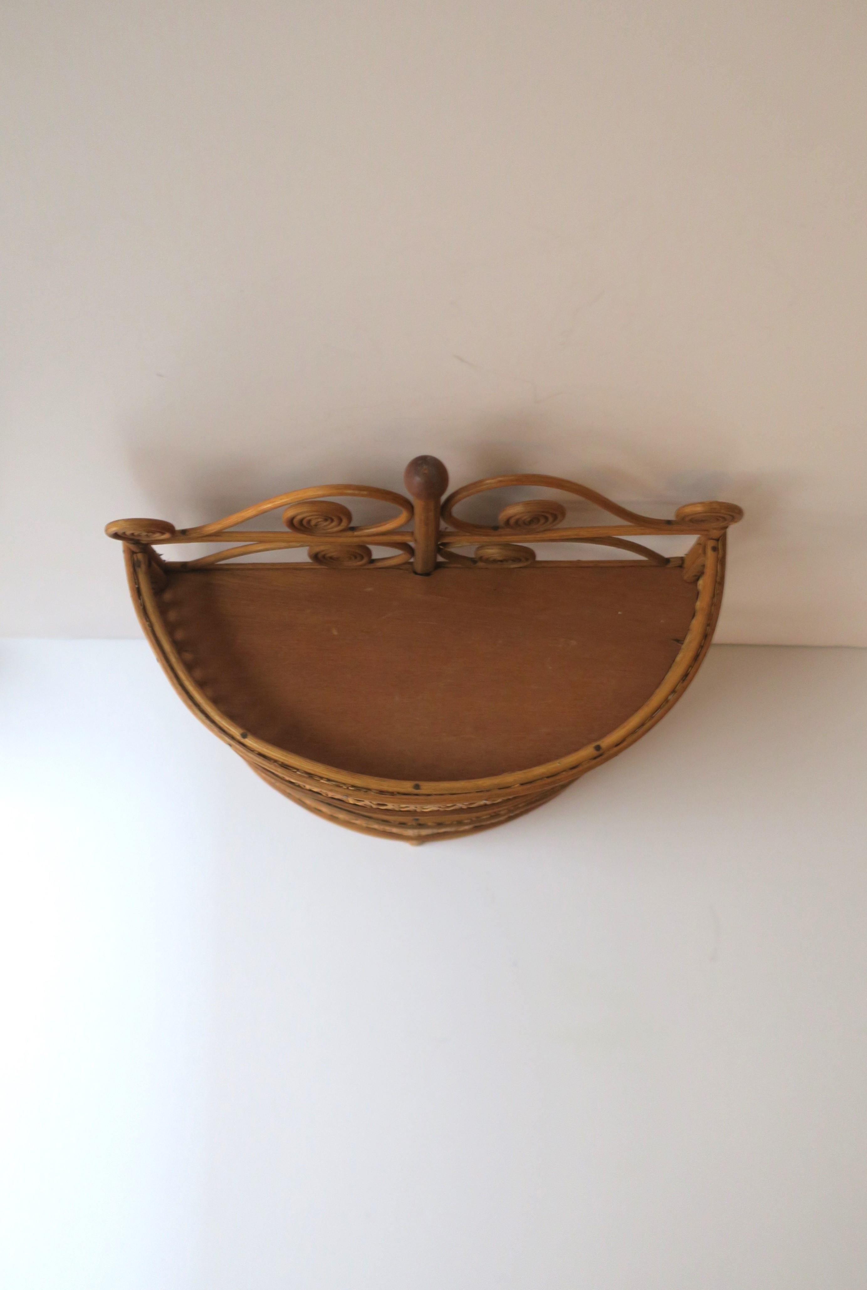 Wicker and Cane Wall Shelf For Sale 1