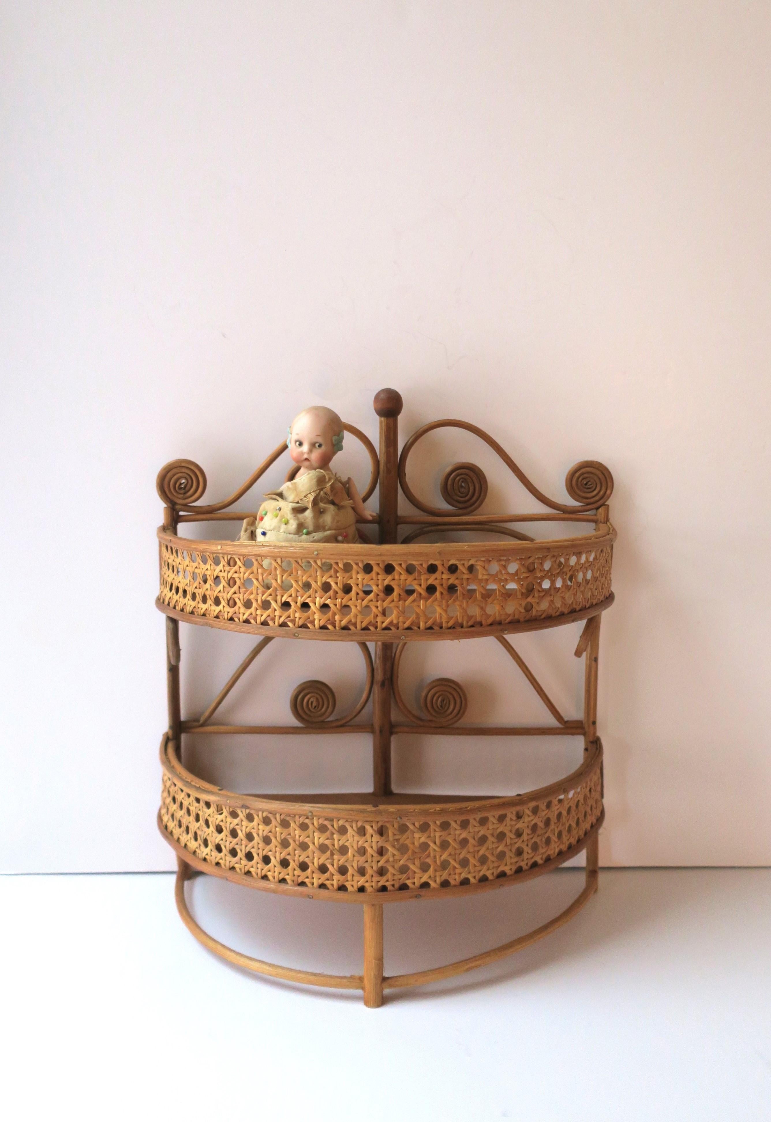 Wicker and Cane Wall Shelf For Sale 2