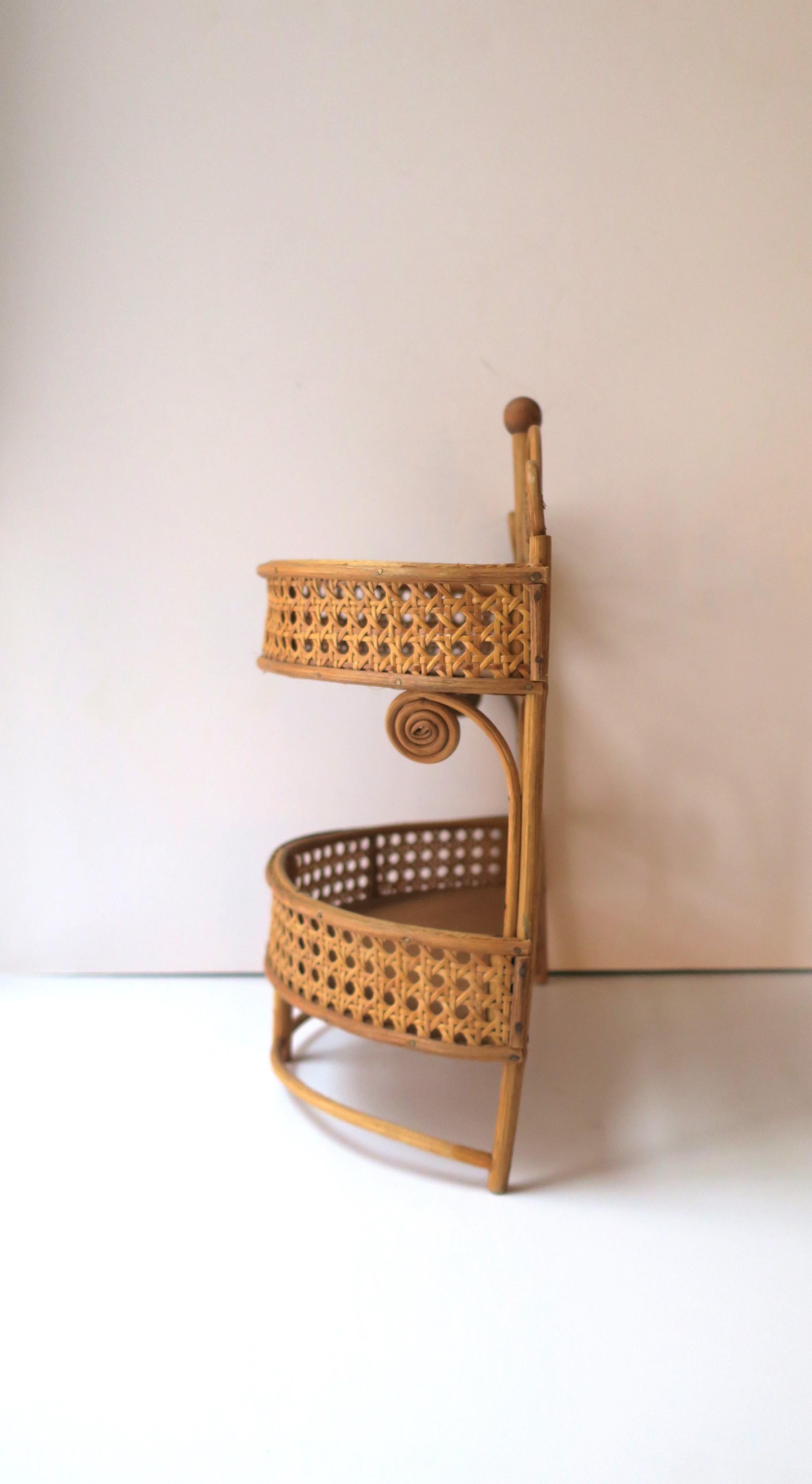 Wicker and Cane Wall Shelf For Sale 3