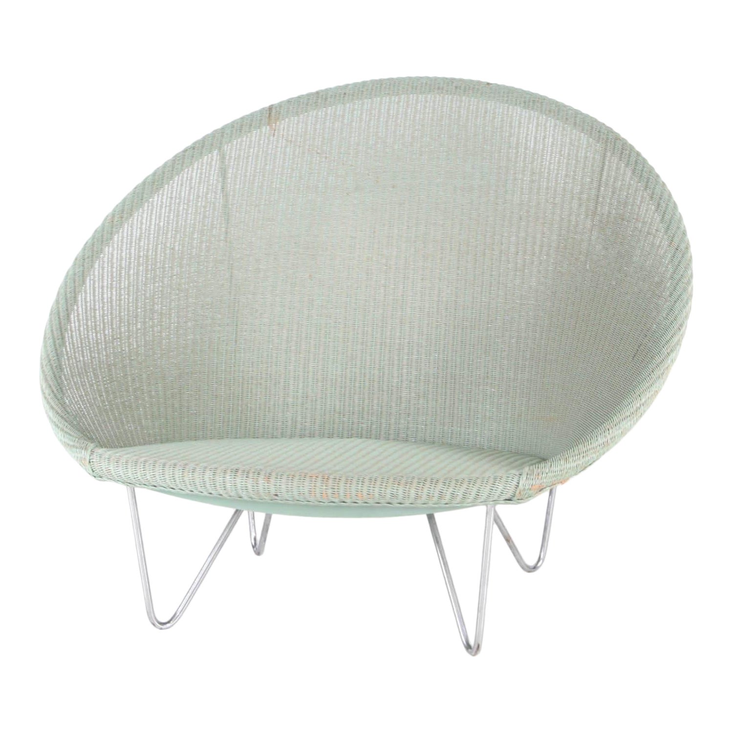 Wicker and chrome large chair For Sale