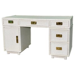 Wicker and Faux Bamboo Writing Desk