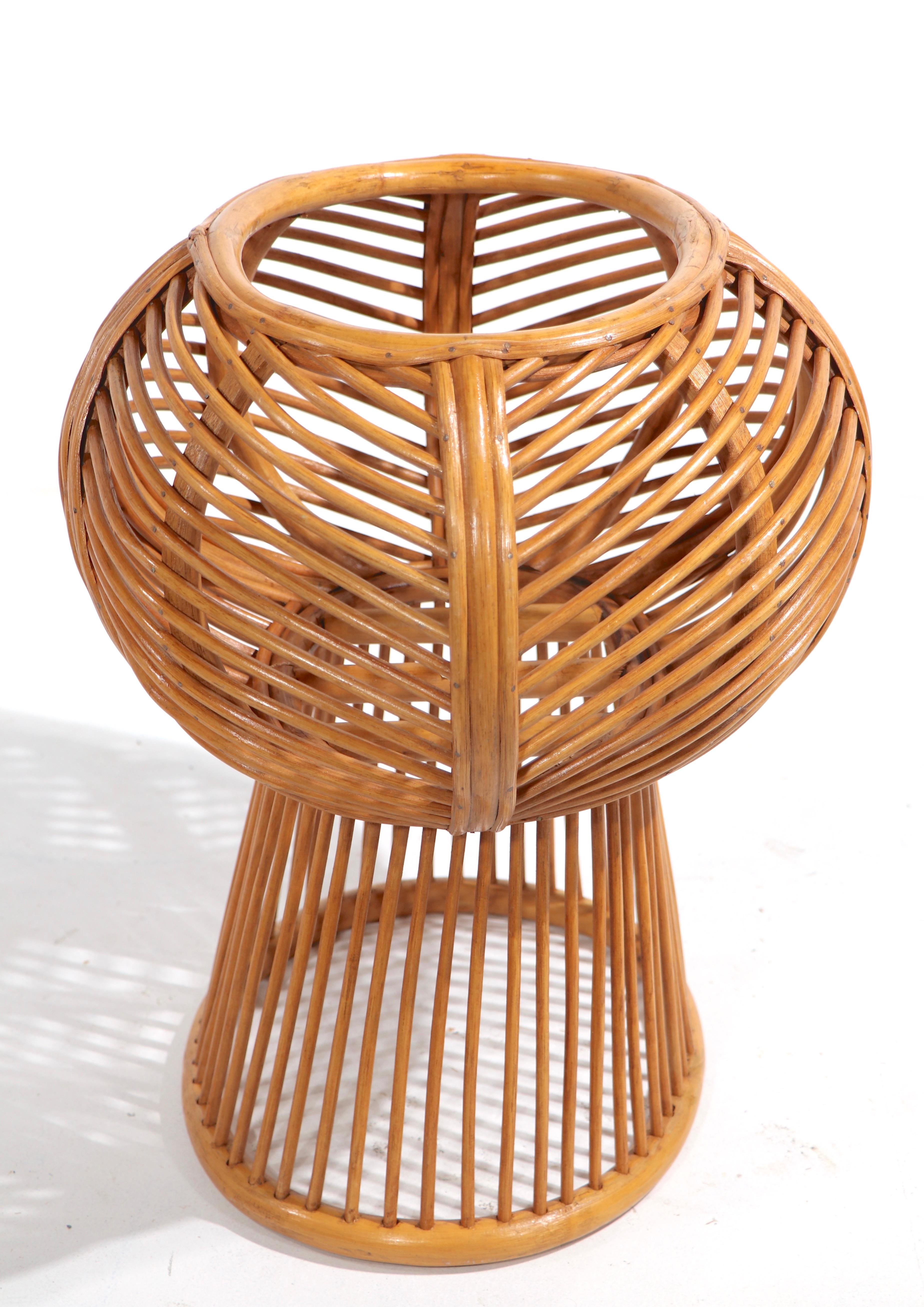 Wicker and Glass End, Side Table after Parzinger, Olko For Sale 4
