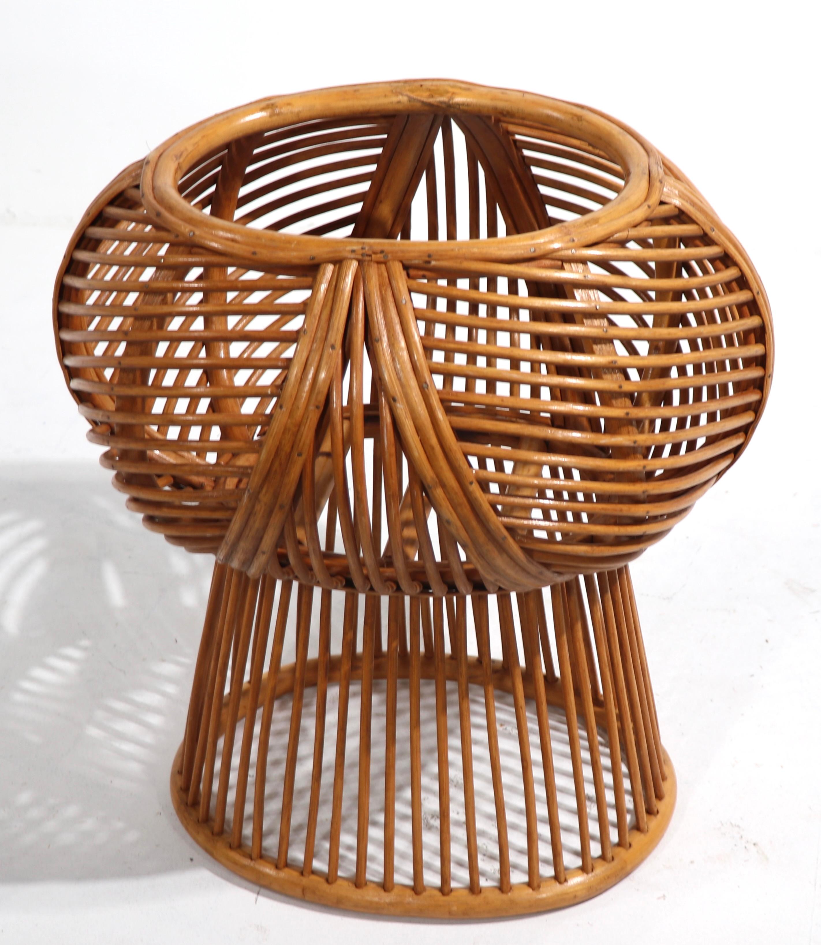Wicker and Glass End, Side Table after Parzinger, Olko For Sale 1