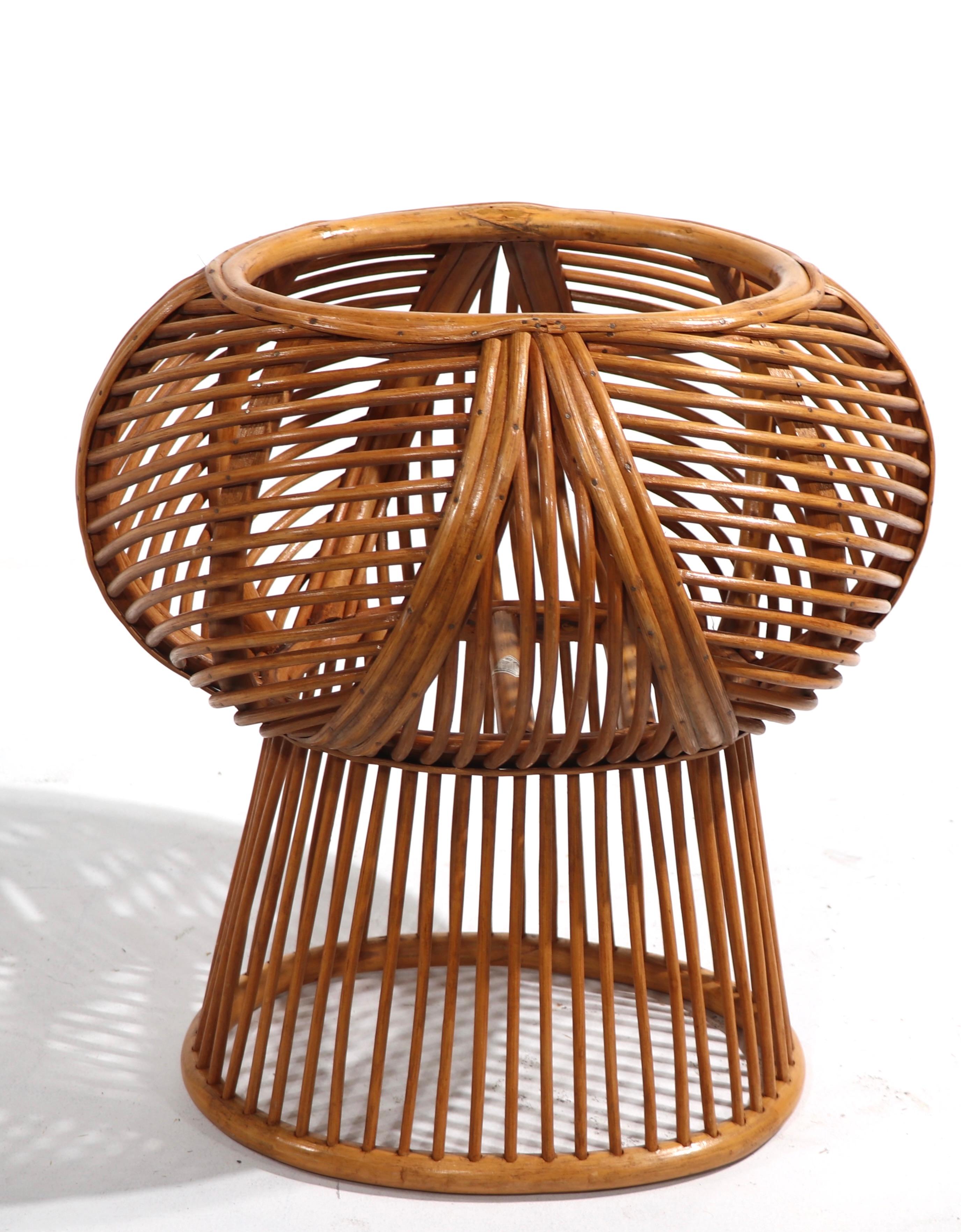 Wicker and Glass End, Side Table after Parzinger, Olko For Sale 2