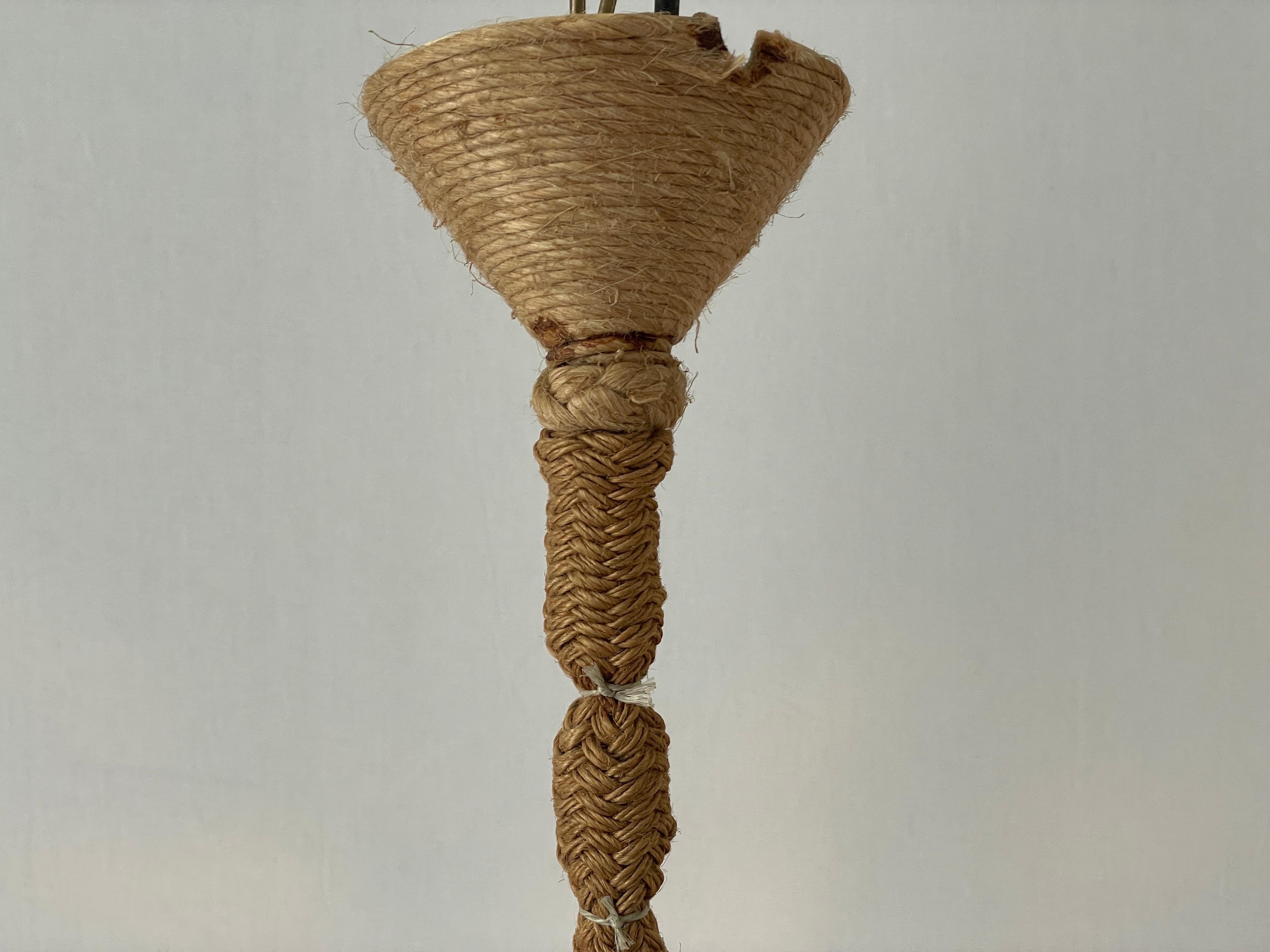 Lampada a sospensione grande in vimini e vetro, Germania, anni '60 in vendita 2