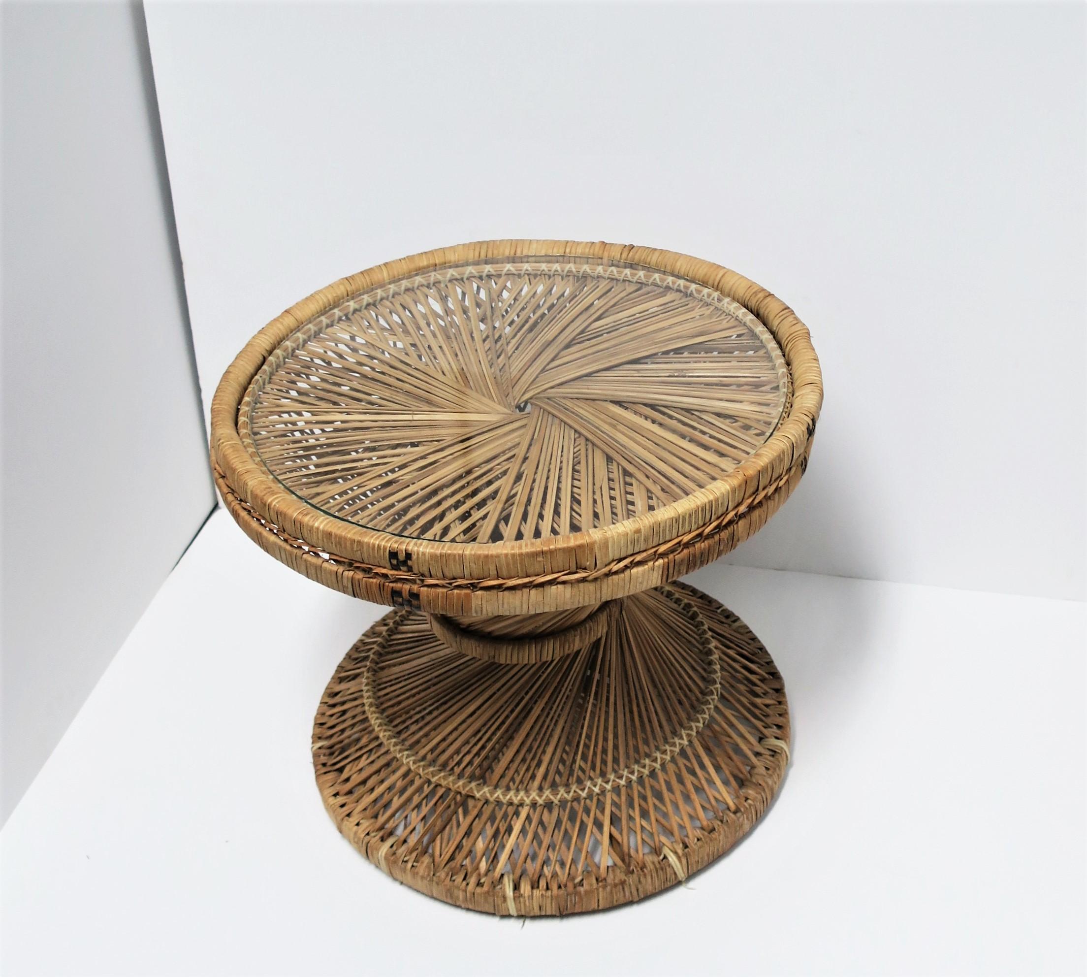 Wicker Side Drinks Table Attributed to Emmanuelle Peacock 1