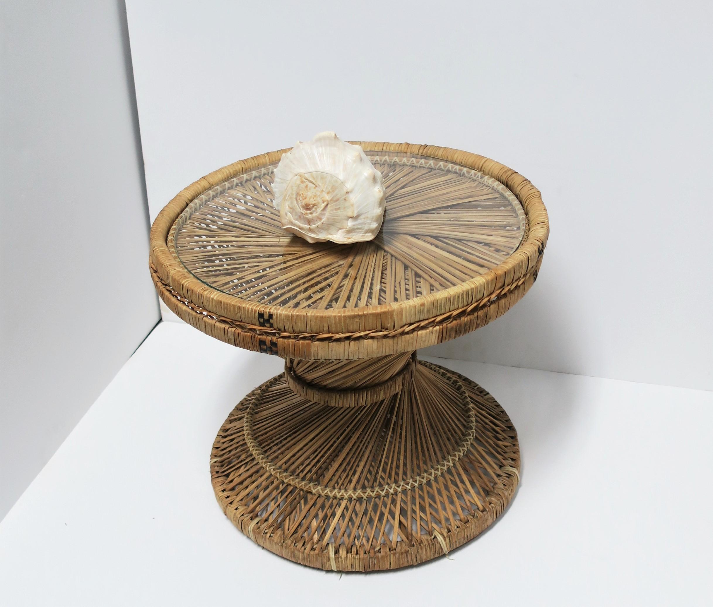 Wicker Side Drinks Table Attributed to Emmanuelle Peacock 6