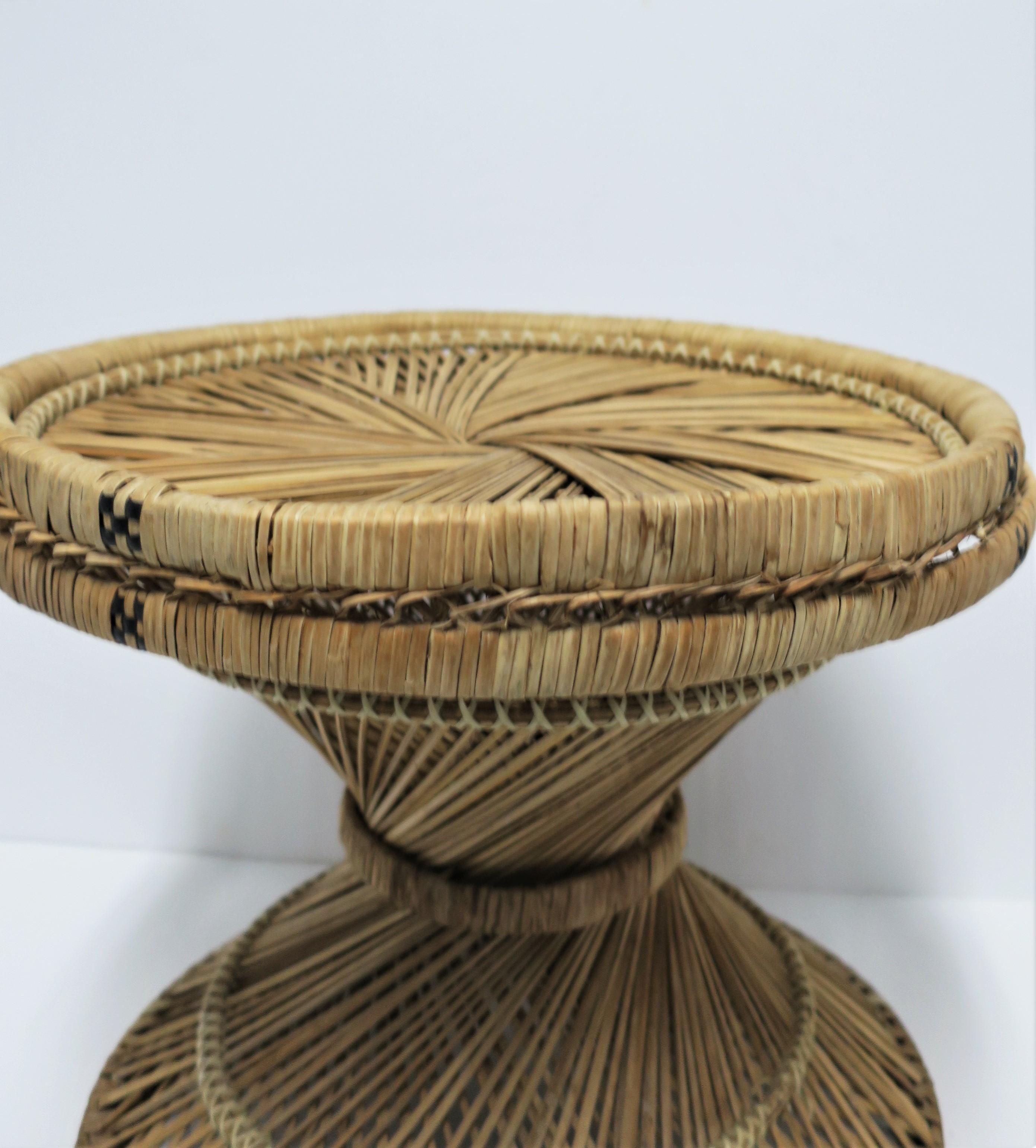 Wicker Side Drinks Table Attributed to Emmanuelle Peacock 7