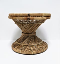 Wicker Side Drinks Table Attributed to Emmanuelle Peacock