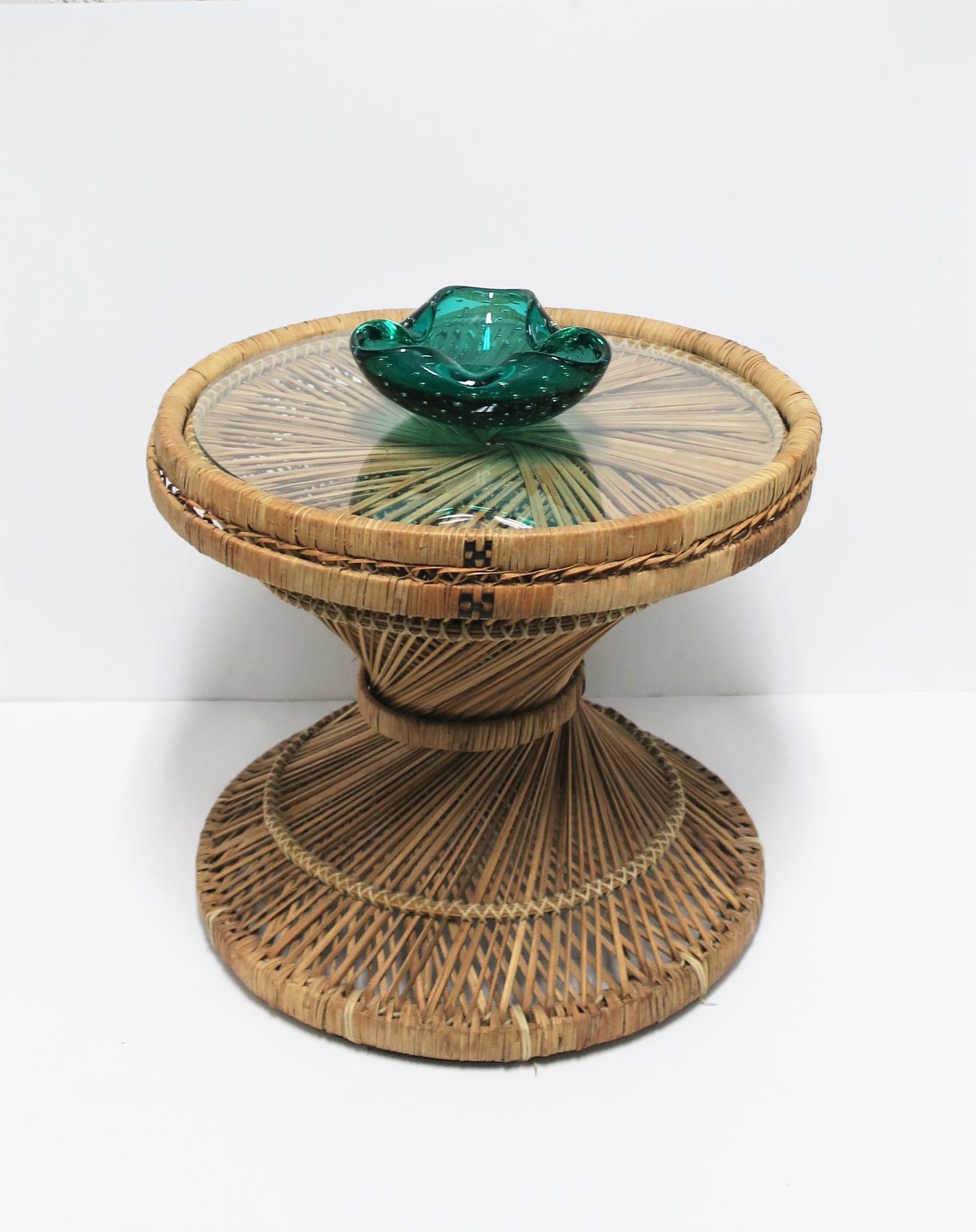 wicker round side table