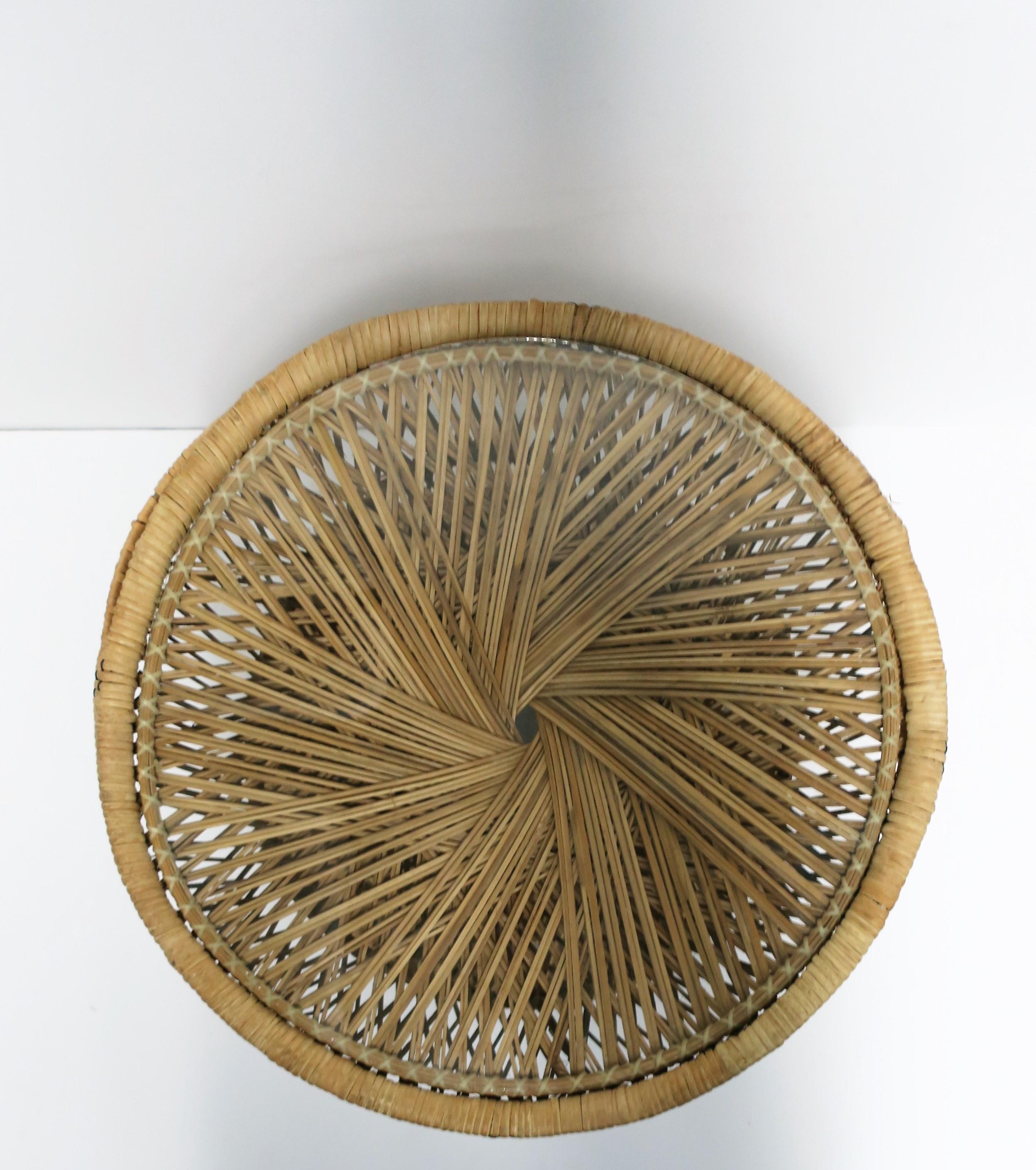 Modern Wicker Side Drinks Table Attributed to Emmanuelle Peacock