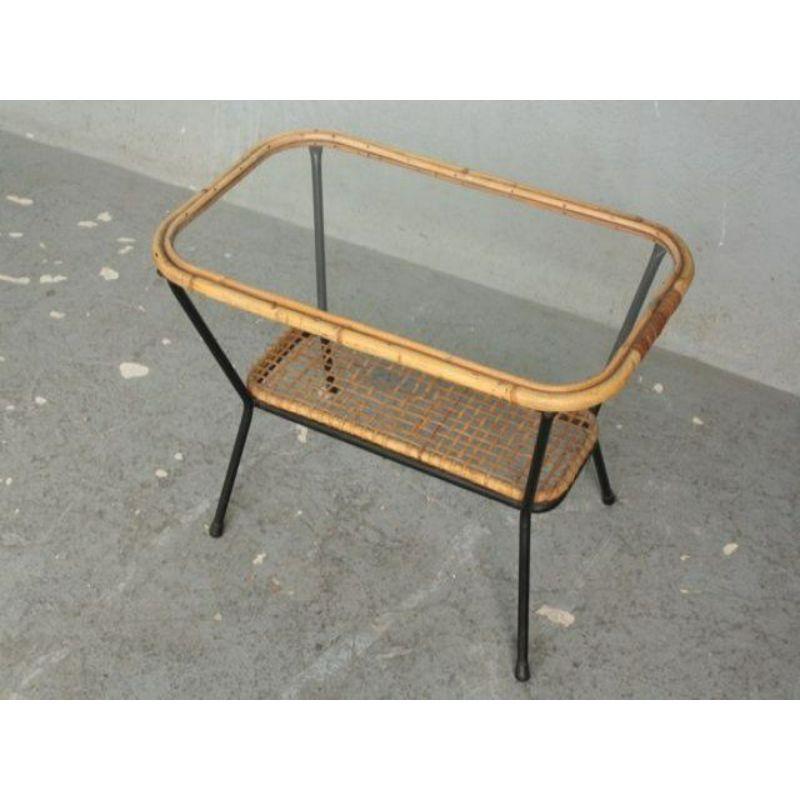 20th Century Wicker and Glass Tea Table, 1940 For Sale