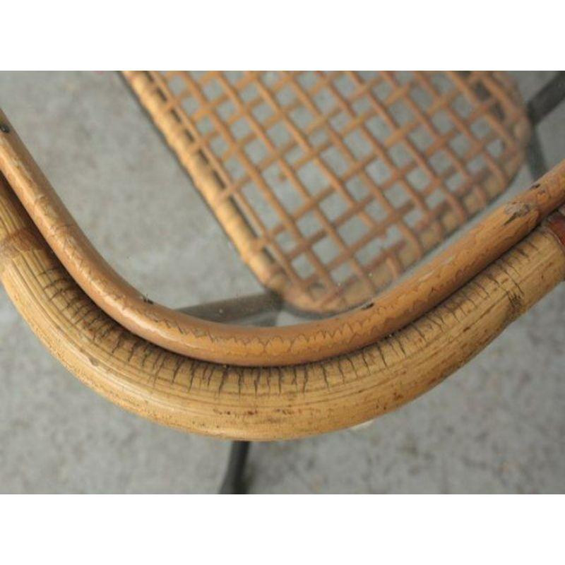 Wicker and Glass Tea Table, 1940 For Sale 1