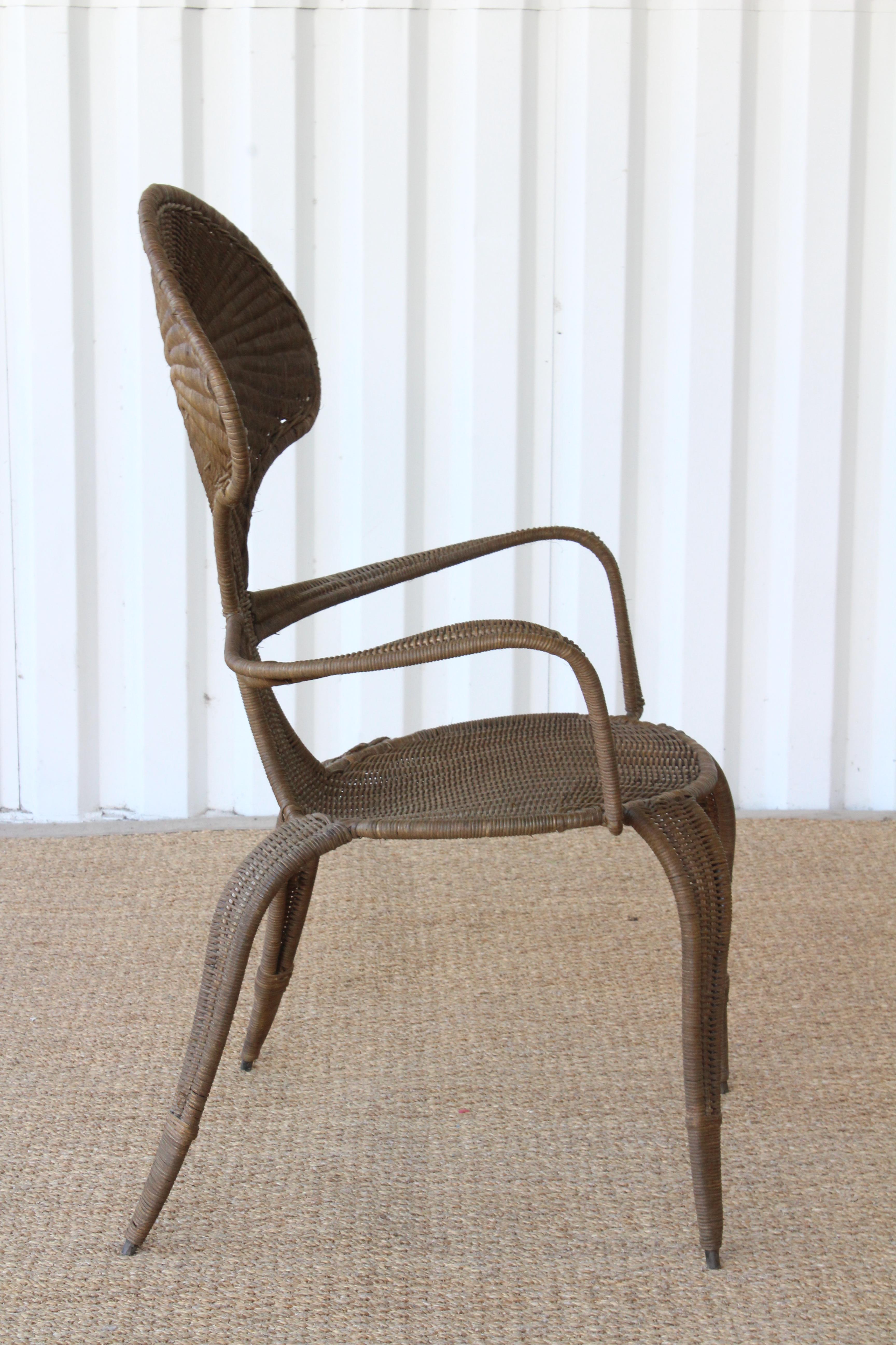 American Wicker and Iron Armchair by Danny Ho Fong, 1960s.