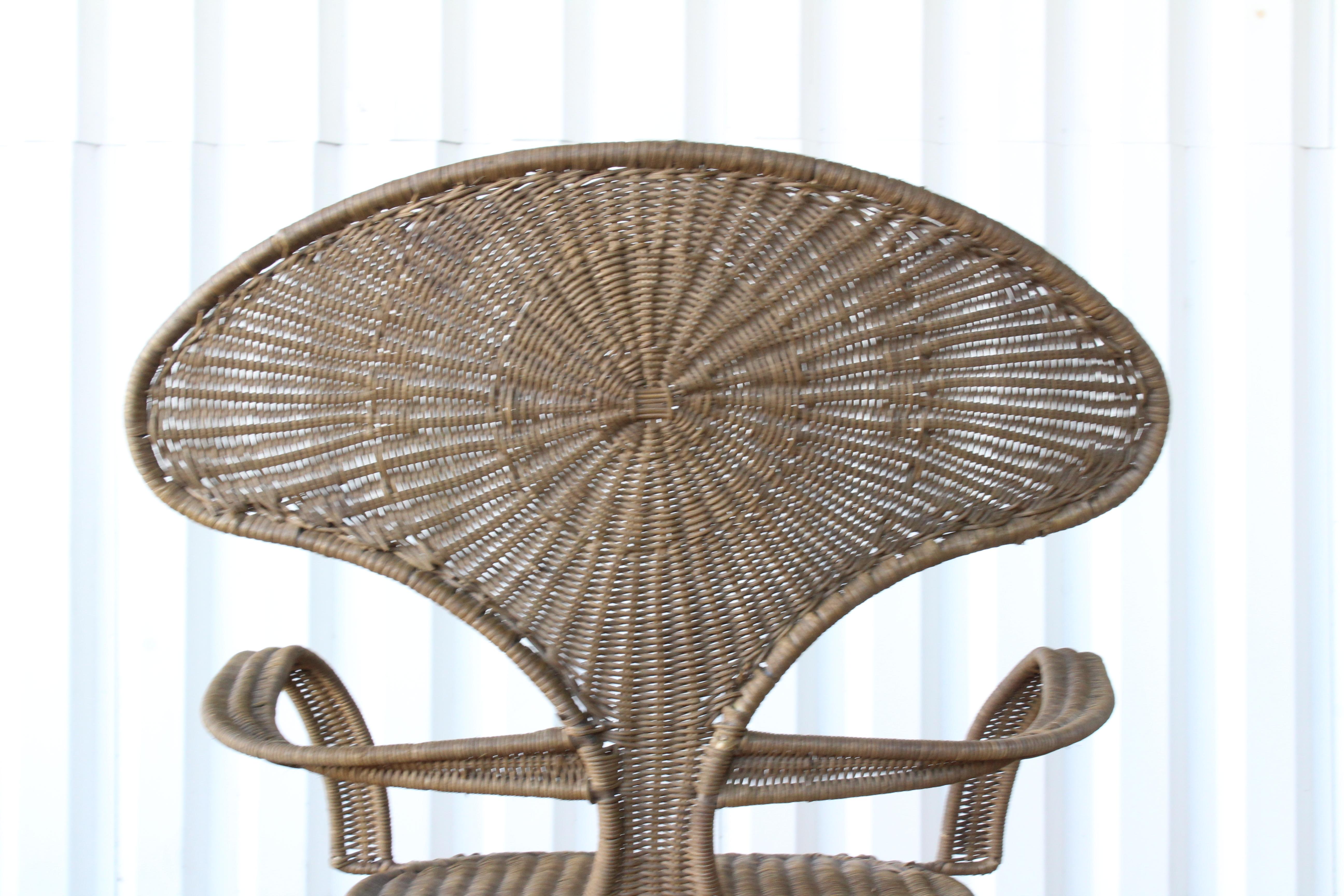 Wicker and Iron Armchair by Danny Ho Fong, 1960s. In Excellent Condition In Los Angeles, CA
