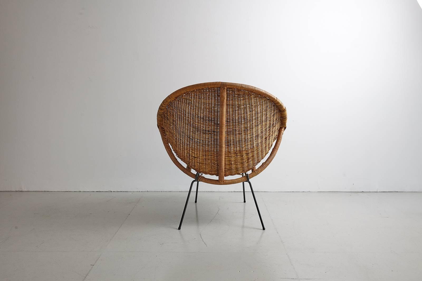 Wicker and Iron Bucket Chair 2