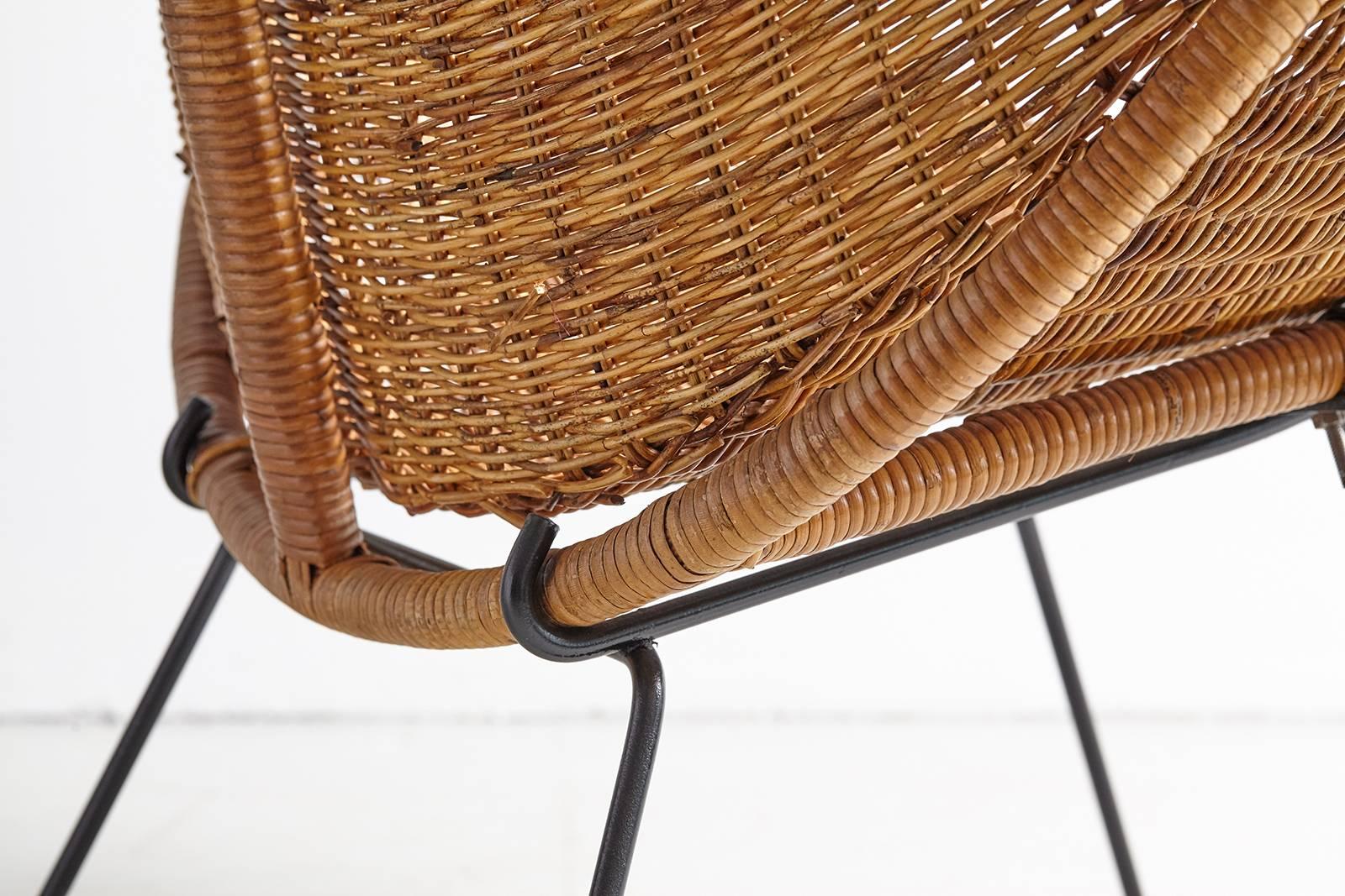 American Wicker and Iron Bucket Chair