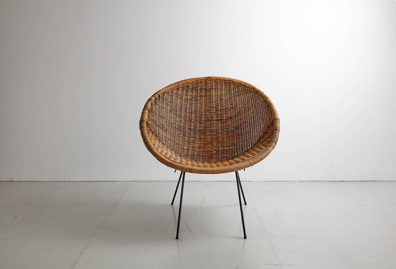 Wicker and Iron Bucket Chair 1