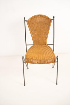Wicker and Iron Chair By Frederic Weinberg 1950s