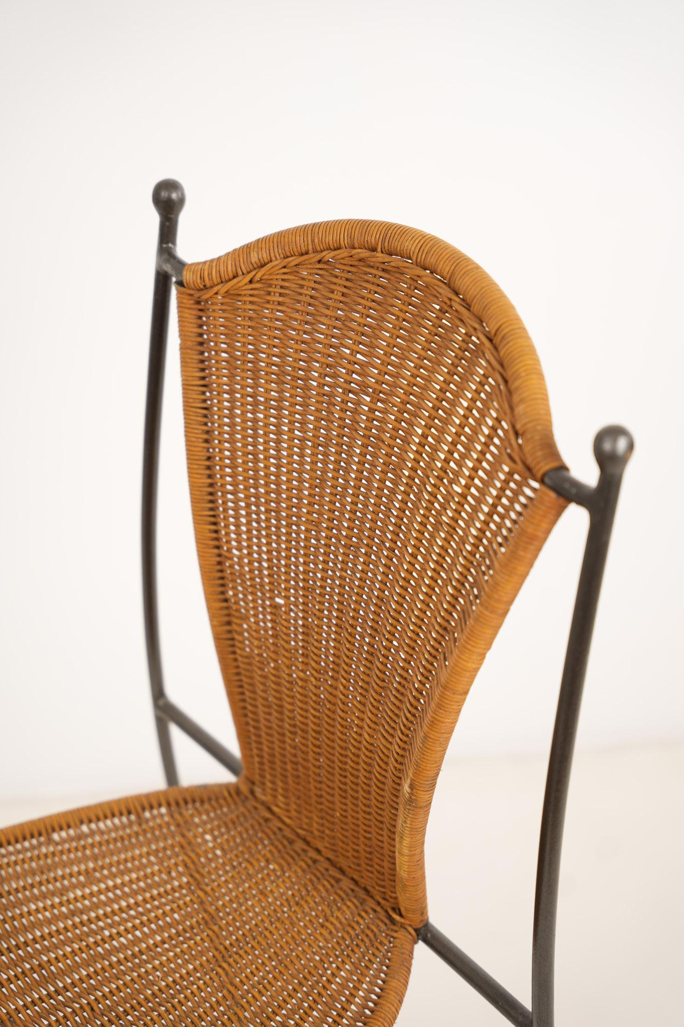 Wicker and Iron Chair By Frederic Weinberg 1950s In Good Condition For Sale In Čelinac, BA
