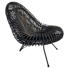 Wicker and Iron Lounge Chair Attrb Janine Abraham & Dirk Jan Rol, c.1950