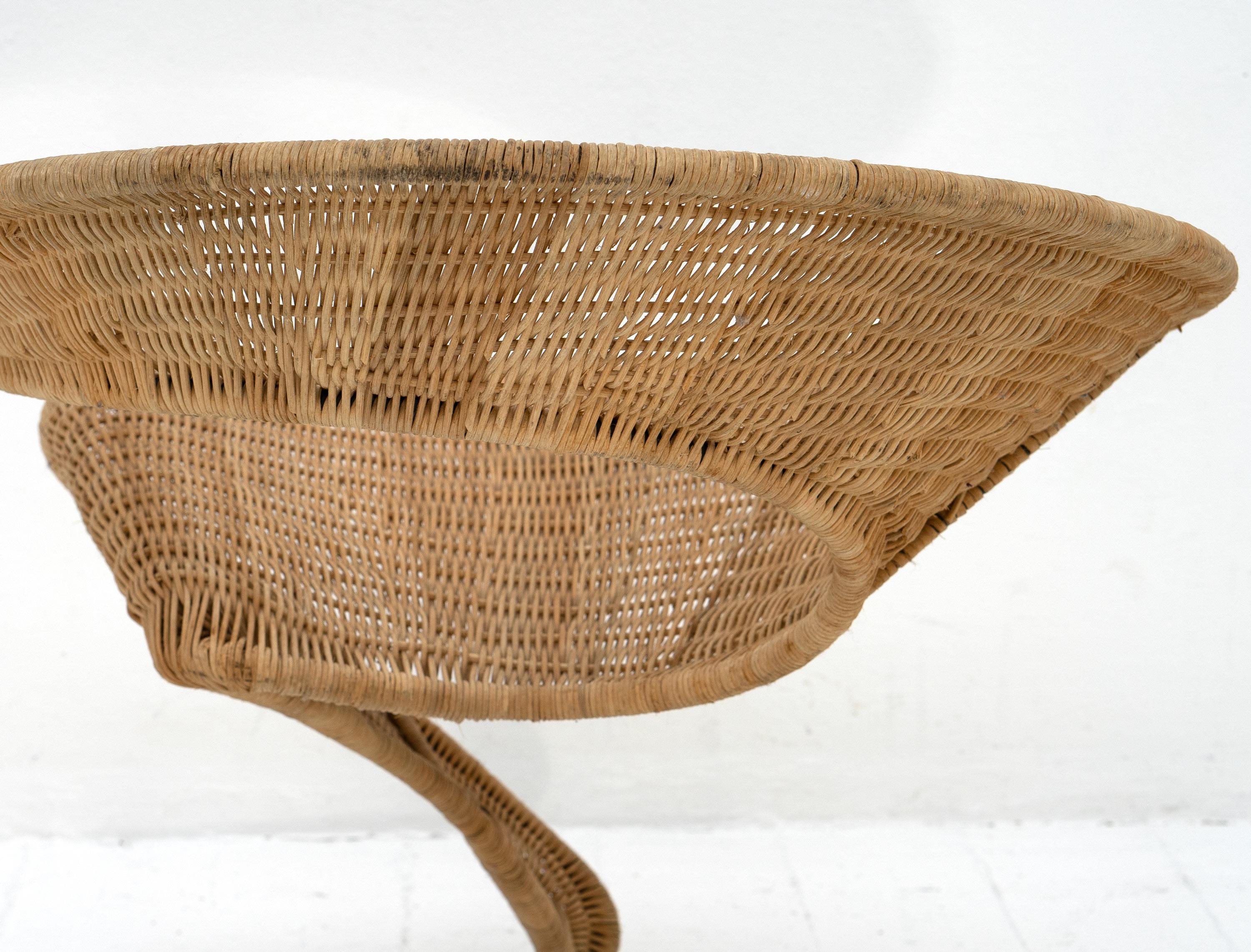 Rattan Sedia Zest in vimini e ferro di Francois Liguori, 1988 in vendita