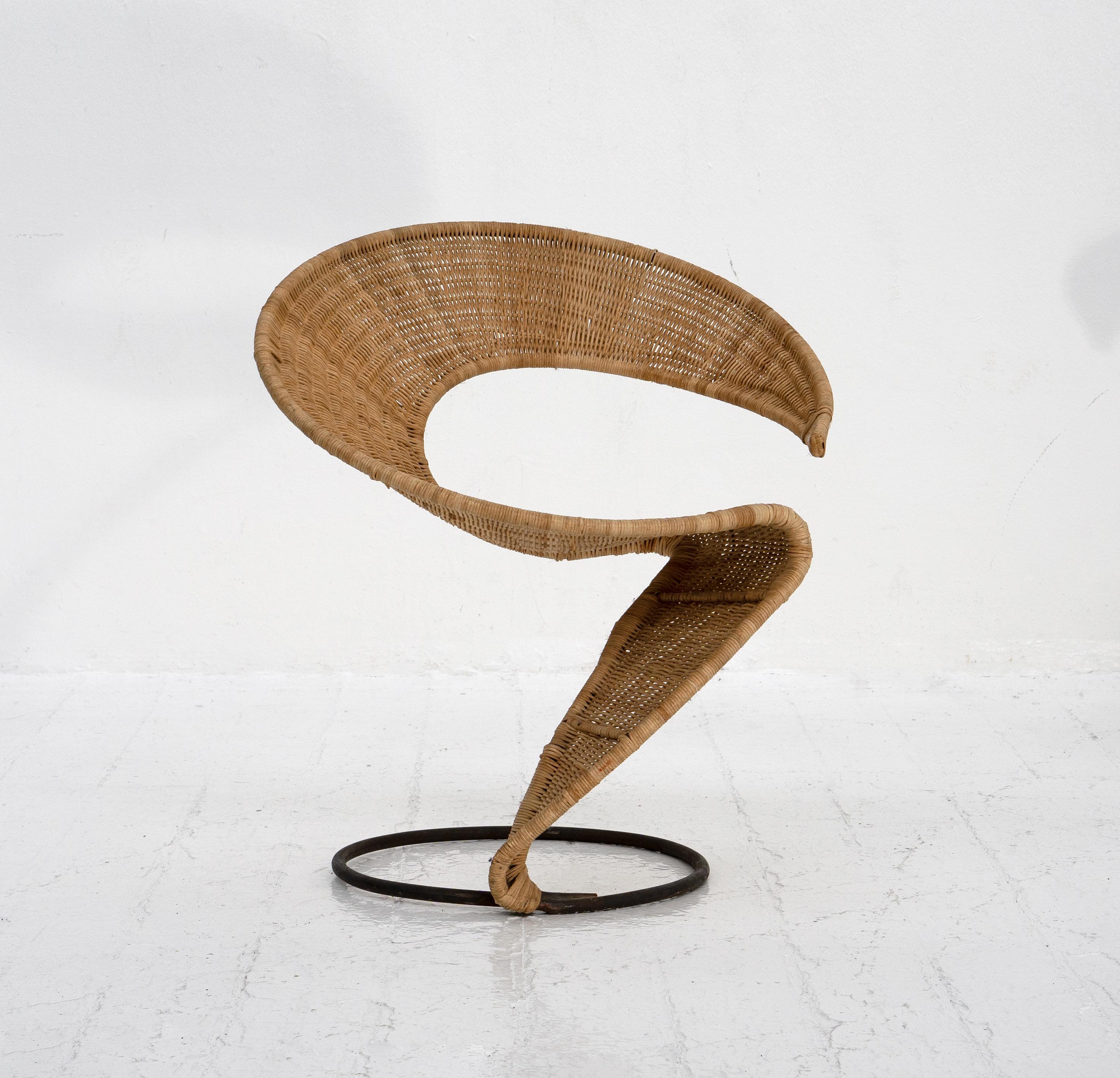 Sedia Zest in vimini e ferro di Francois Liguori, 1988 in vendita 1