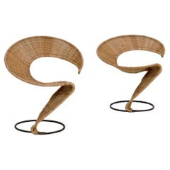 Vintage Wicker and Iron Zest Chair by Francois Liguori, 1988