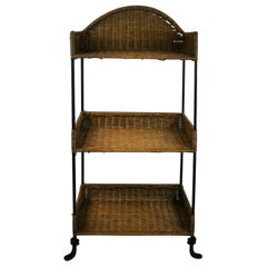 Wicker and Metal 3-Tier Shelf/Side Table