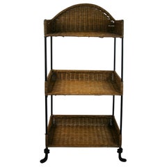 Wicker and Metal 3-Tier Shelf/Side Table