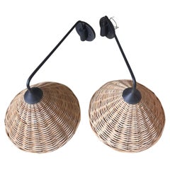 Wicker and Metal Light Sconces by Currey and Company, a Pair, 21st Century