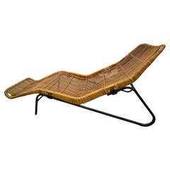 Wicker and metal  Lounge Chair by Dirk Van Sliedrecht Mid modern century 