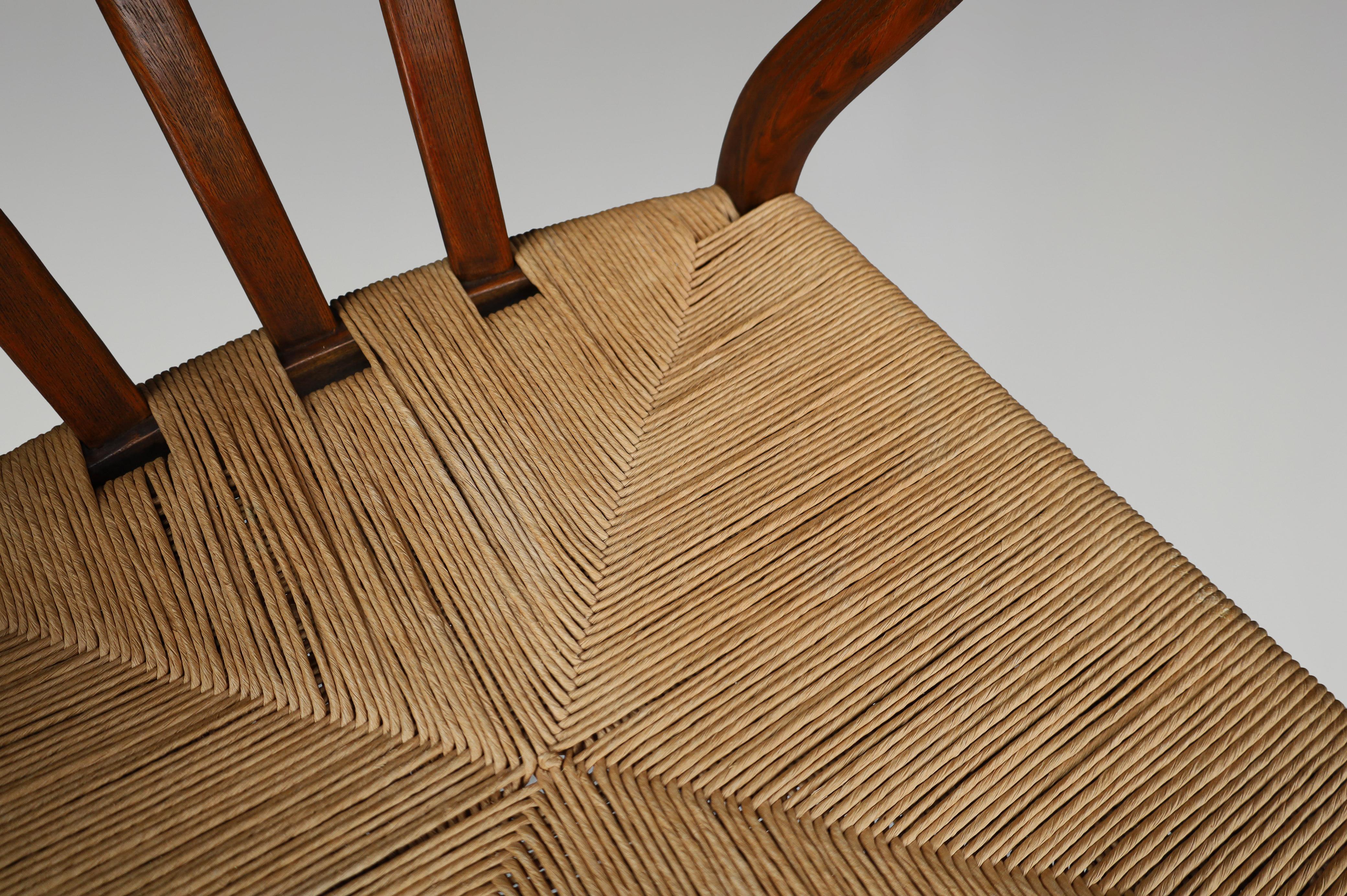 Poltrone in vimini e Oak nello stile di Hans J. Wegner Wishbone Chair Danimarca in vendita 3