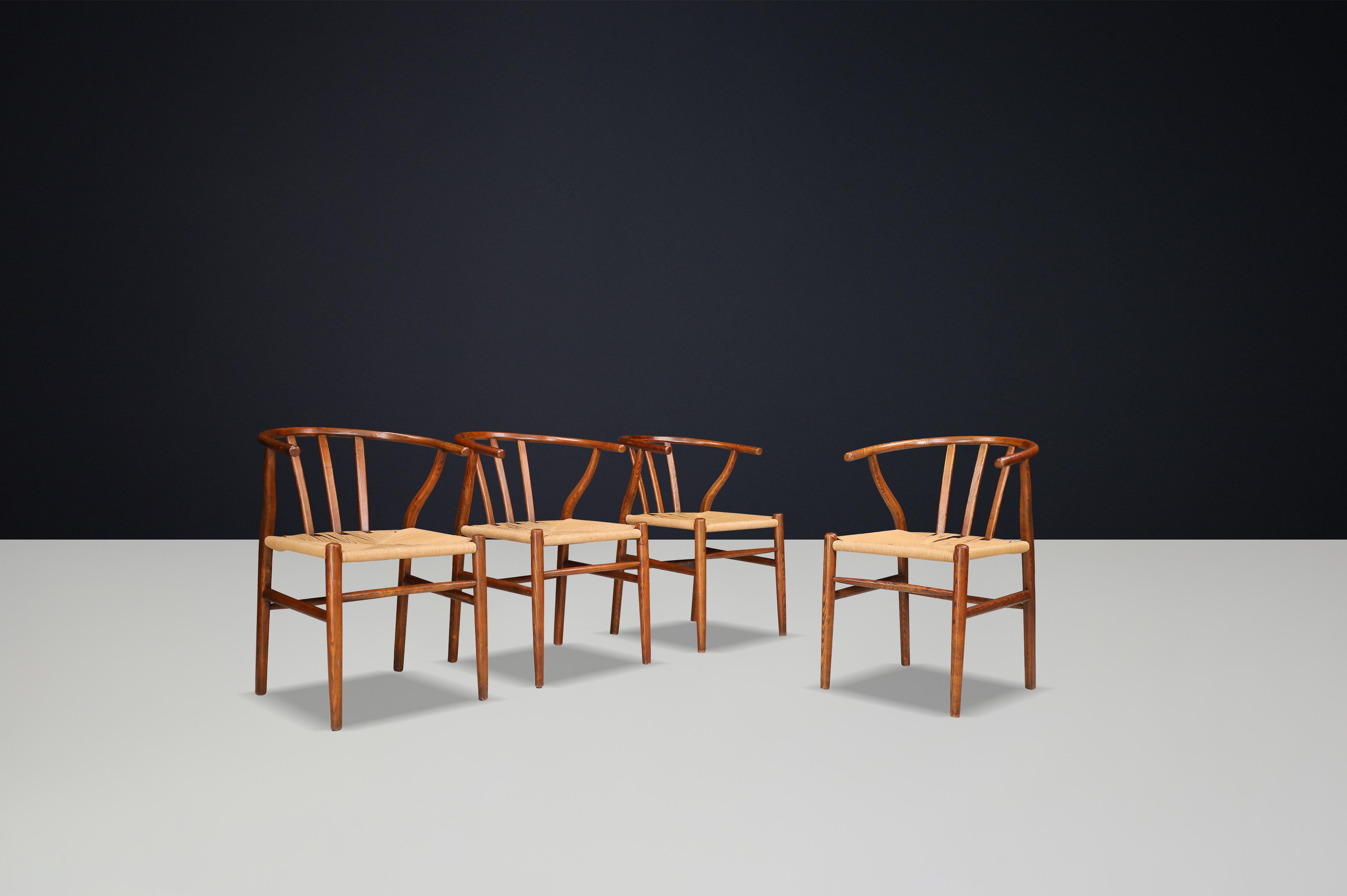 Poltrone in vimini e Oak nello stile di Hans J. Wegner Wishbone Chair Danimarca in vendita 4