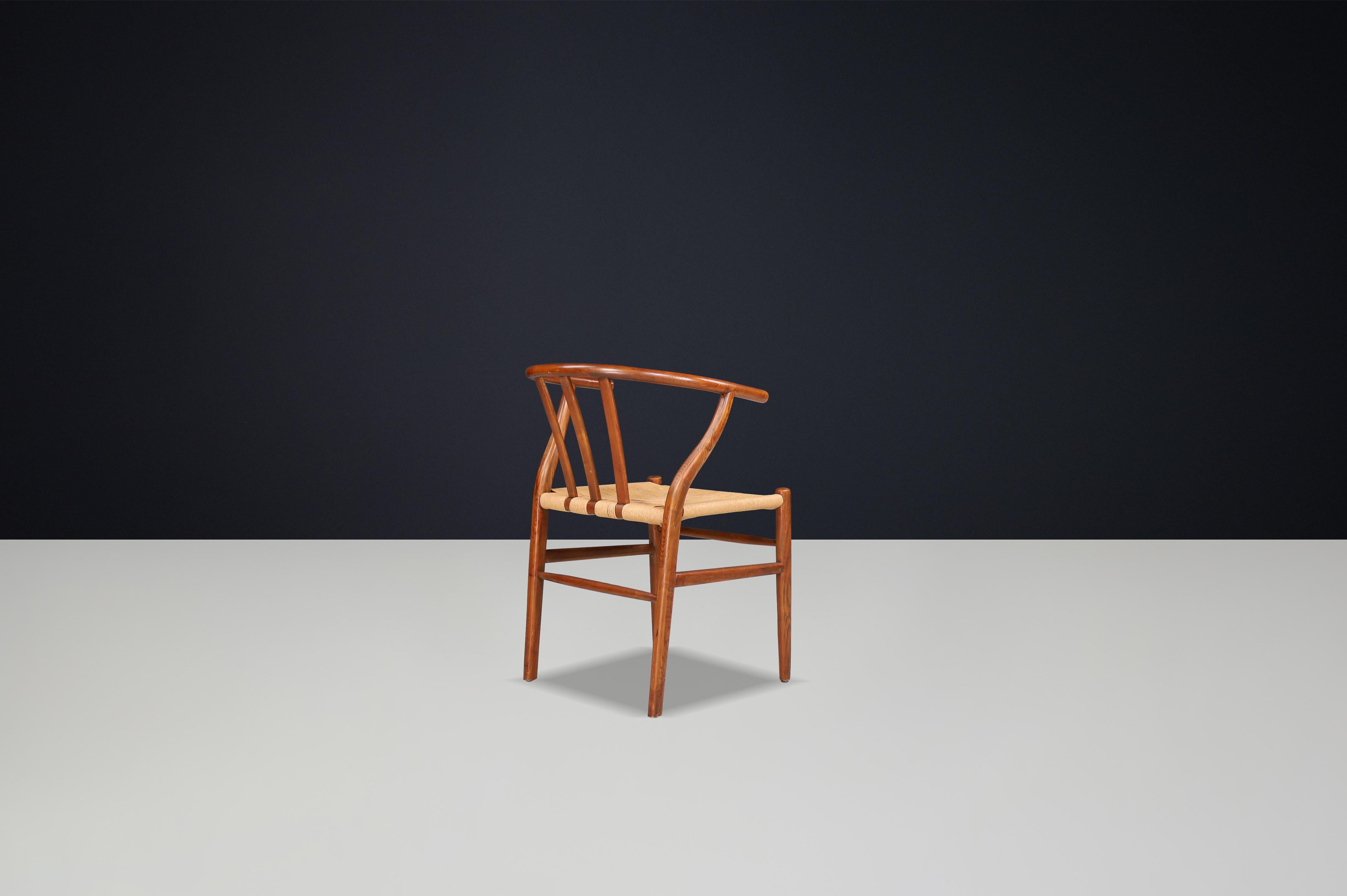 Danese Poltrone in vimini e Oak nello stile di Hans J. Wegner Wishbone Chair Danimarca in vendita