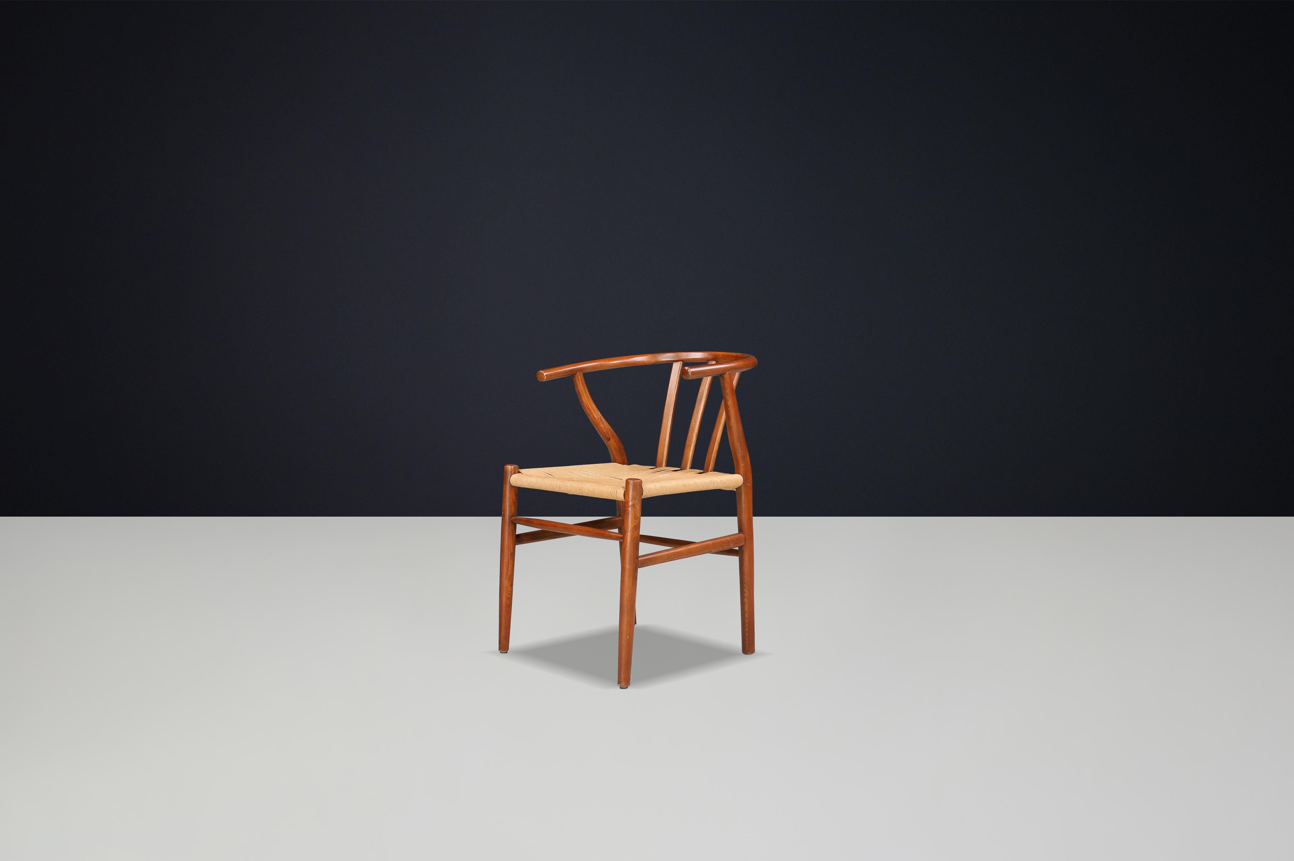 Poltrone in vimini e Oak nello stile di Hans J. Wegner Wishbone Chair Danimarca In condizioni buone in vendita a Almelo, NL