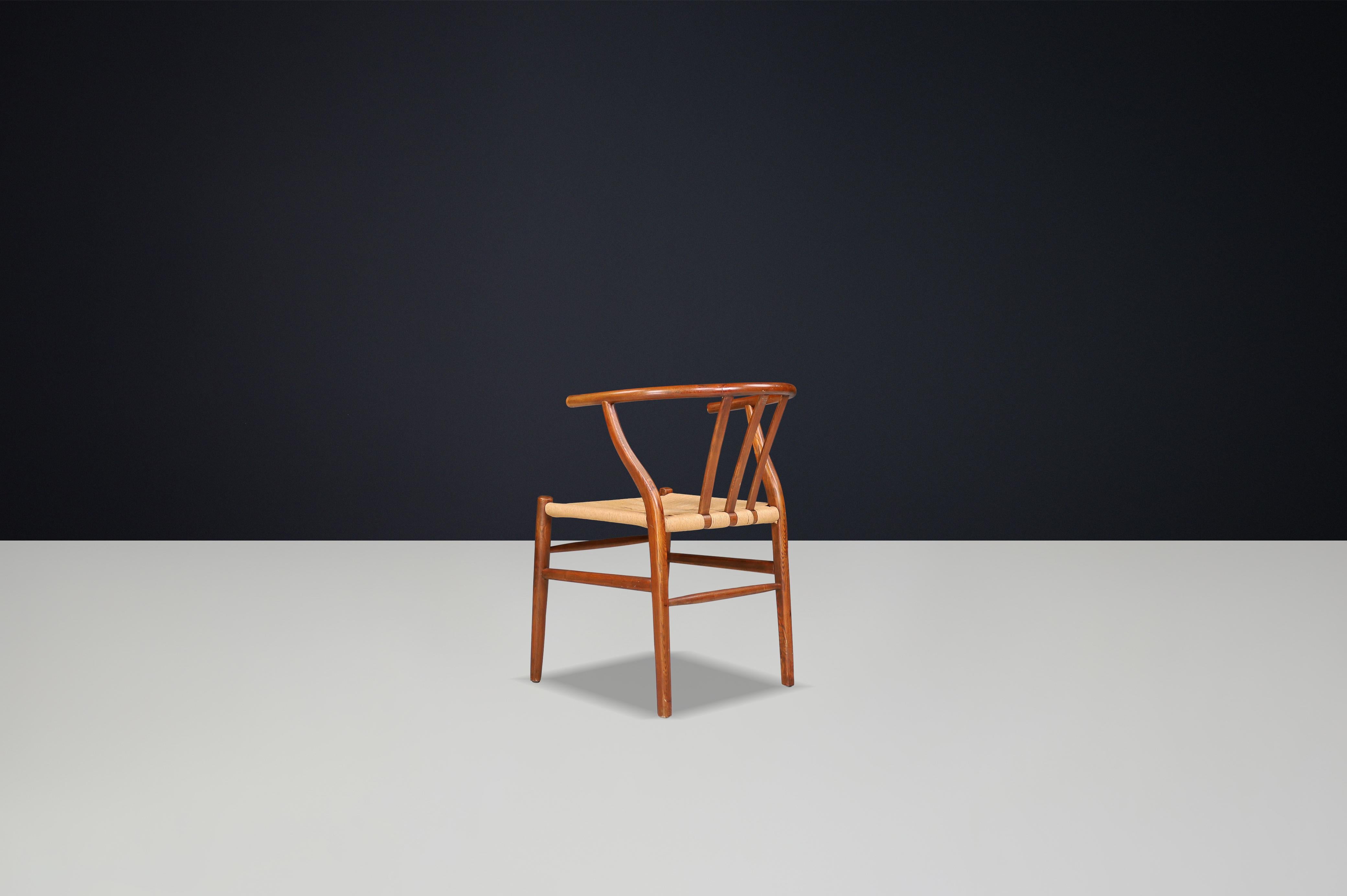 XX secolo Poltrone in vimini e Oak nello stile di Hans J. Wegner Wishbone Chair Danimarca in vendita