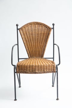 Wicker and Painted Iron Childs Chair