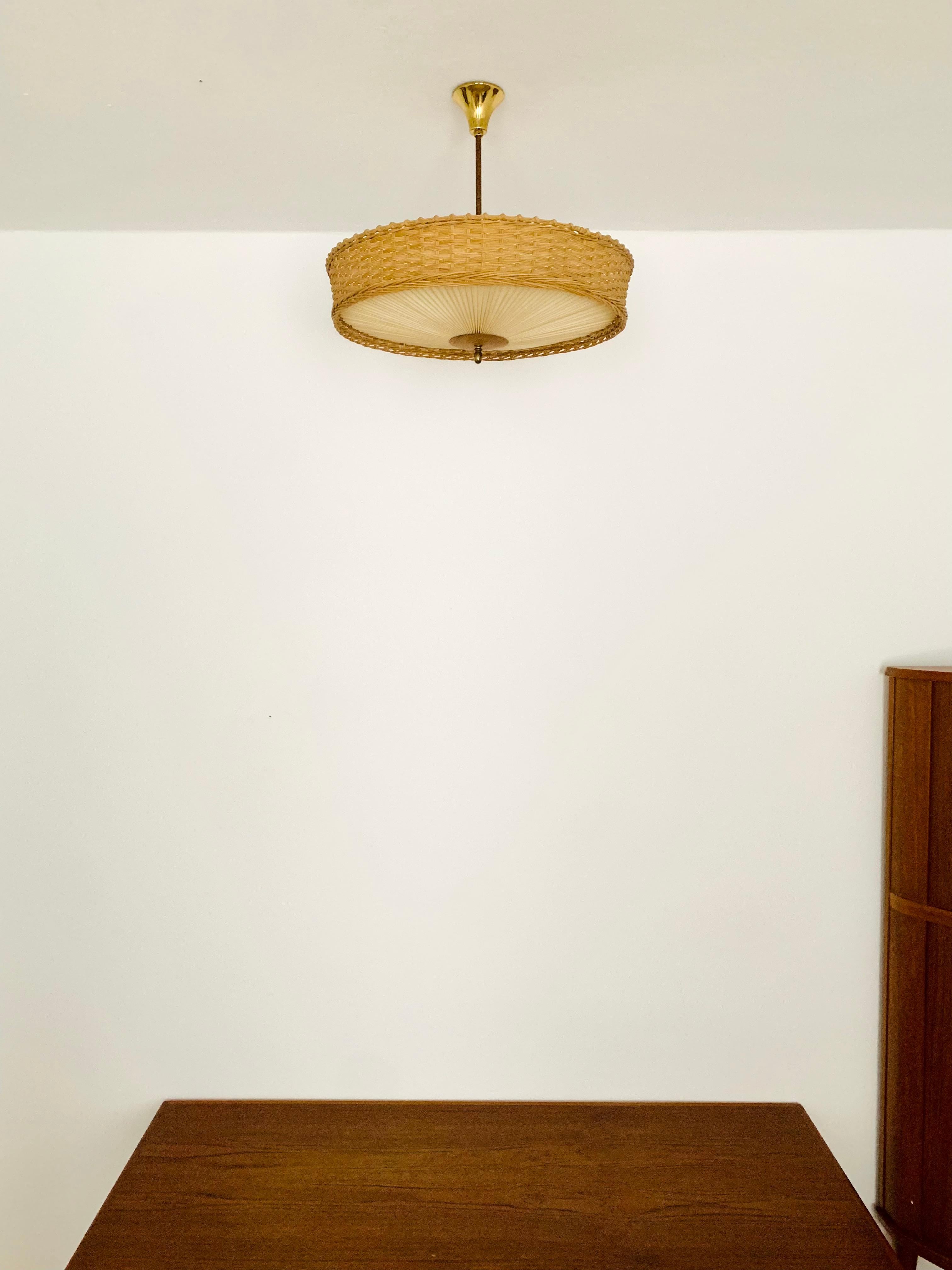 Wicker and Pleating Ceiling Lamp In Good Condition In München, DE