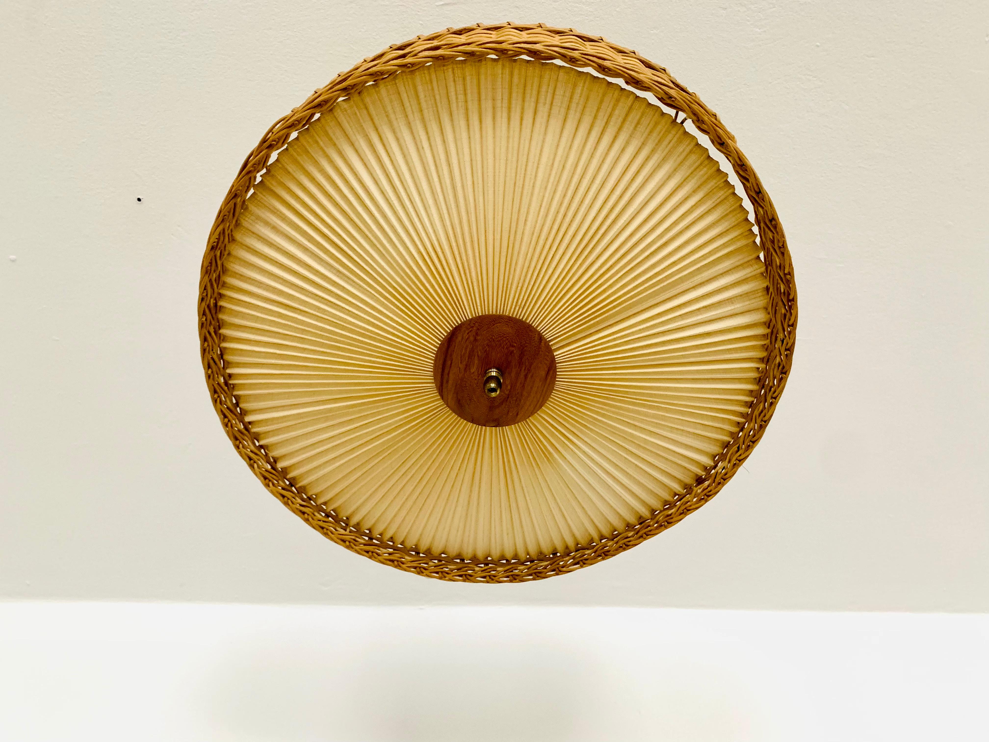Wicker and Pleating Ceiling Lamp 1