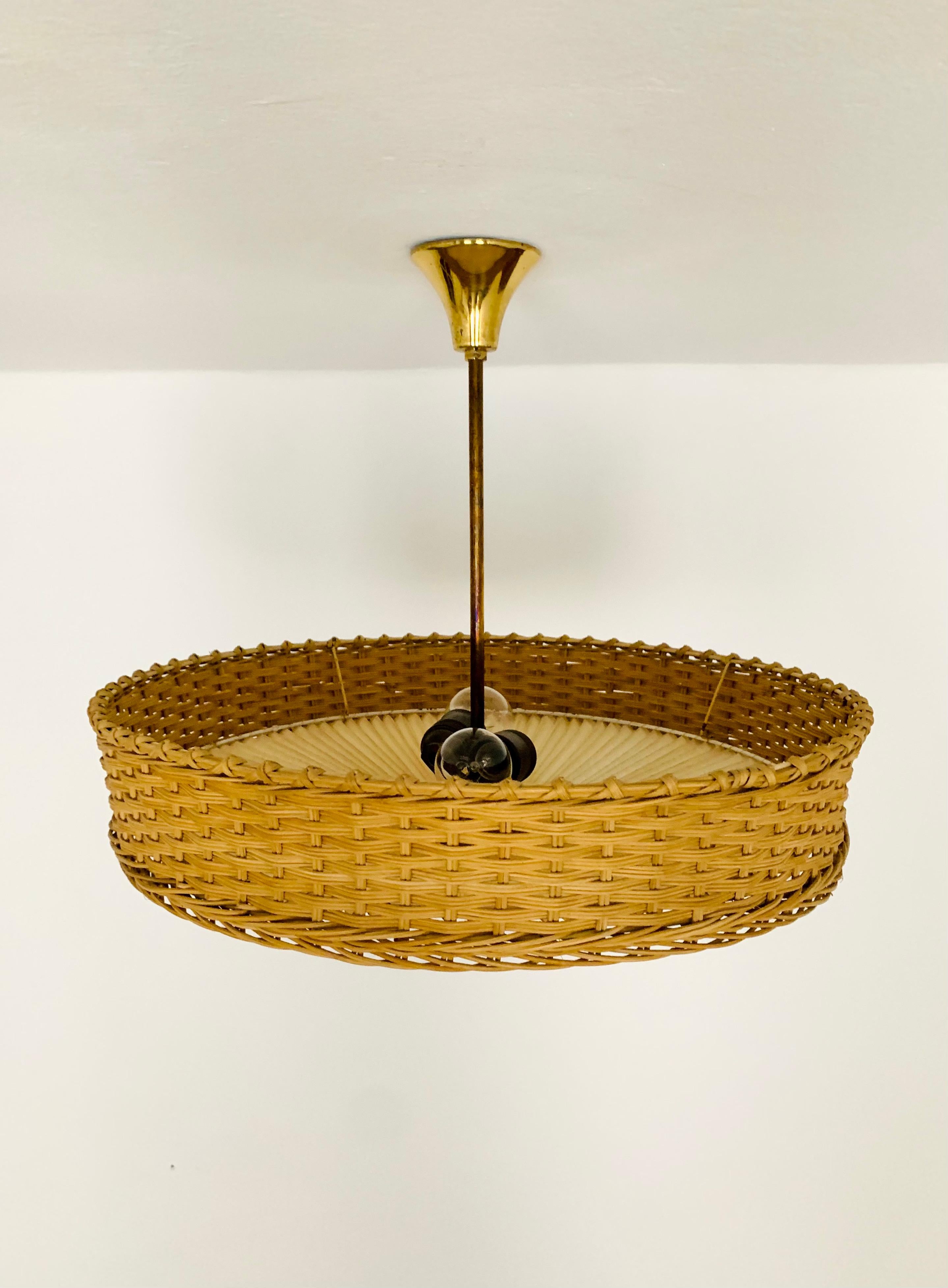 Wicker and Pleating Ceiling Lamp 2