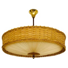 Wicker and Pleating Ceiling Lamp