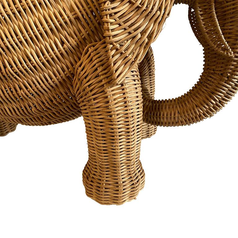 Bohemian Wicker and Rattan Elephant Basket with Storage after Mario Lopez Torres