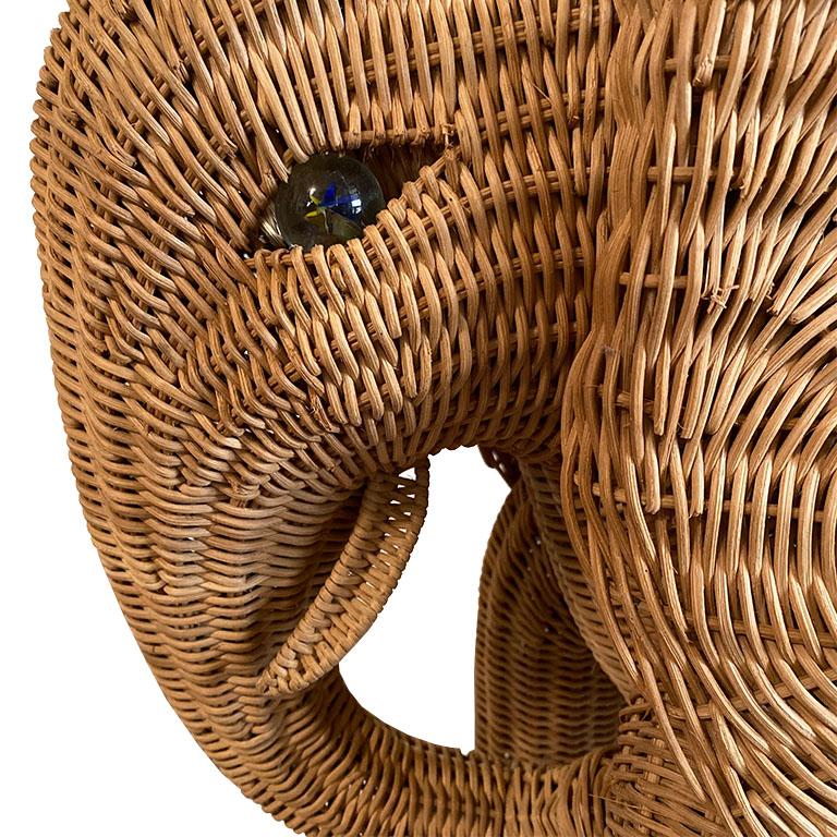 Southeast Asian Wicker and Rattan Elephant Basket with Storage after Mario Lopez Torres