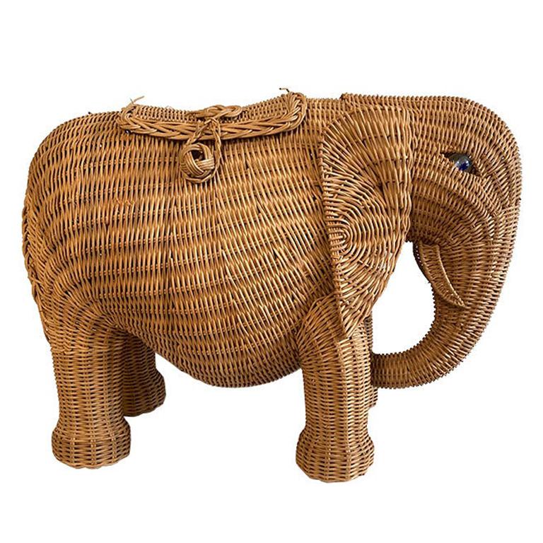 Wicker and Rattan Elephant Basket with Storage after Mario Lopez Torres ...