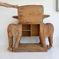 Wicker and Rattan Elephant Console Table, 1970s USA
