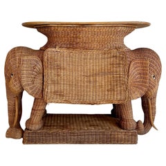 Wicker and Rattan Elephant Console Table, 1970s USA