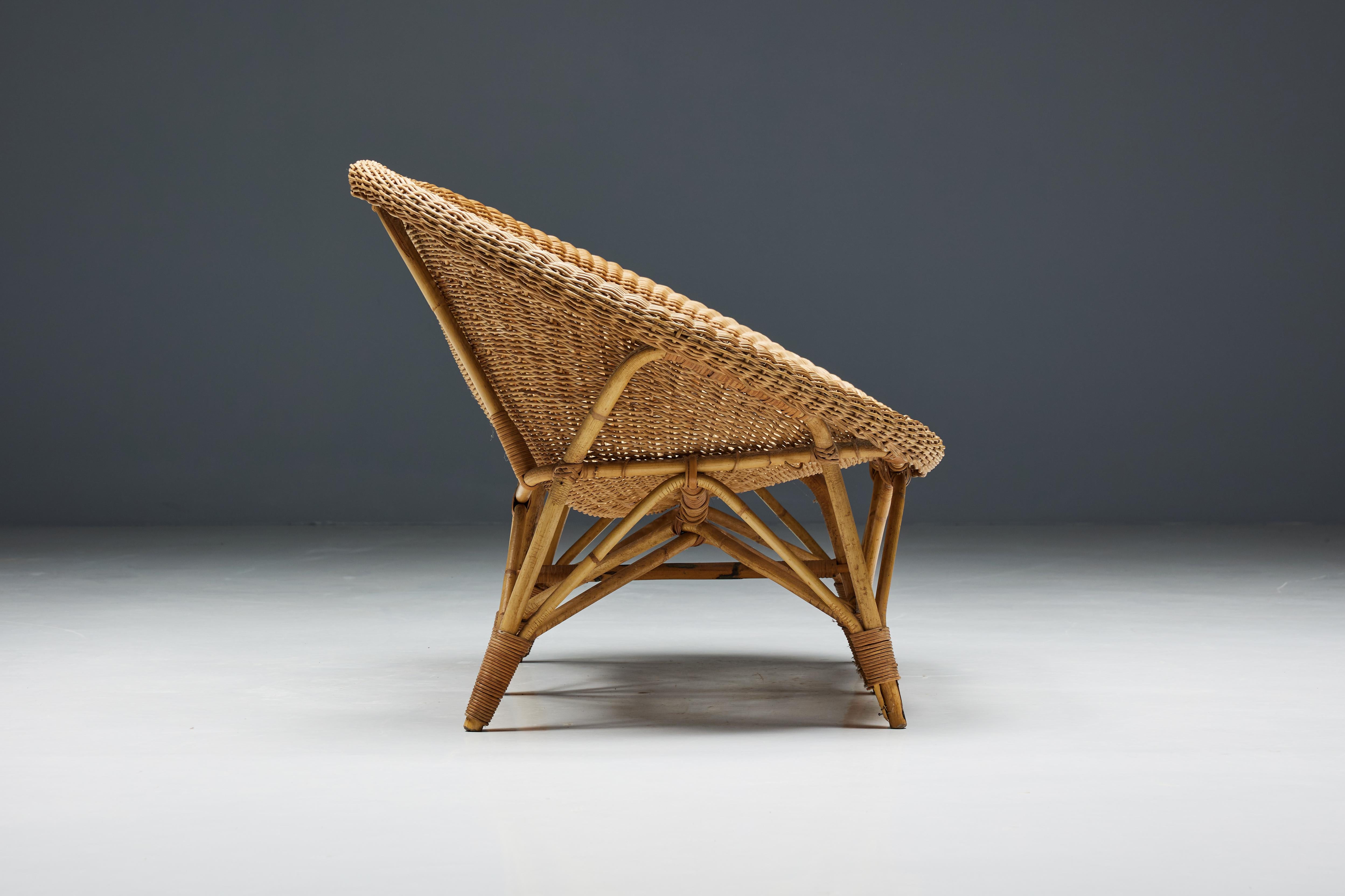 Wicker and Rattan Loveseat, Italy, 1970s For Sale 3